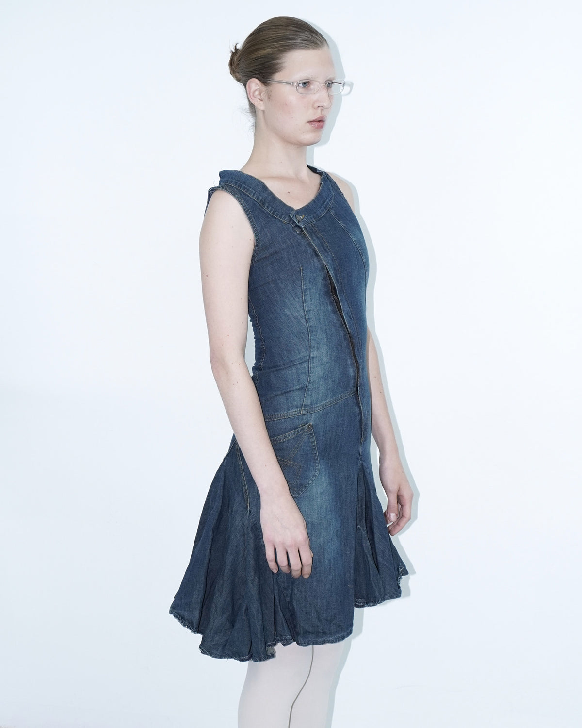 asymmetrical washed cotton dress