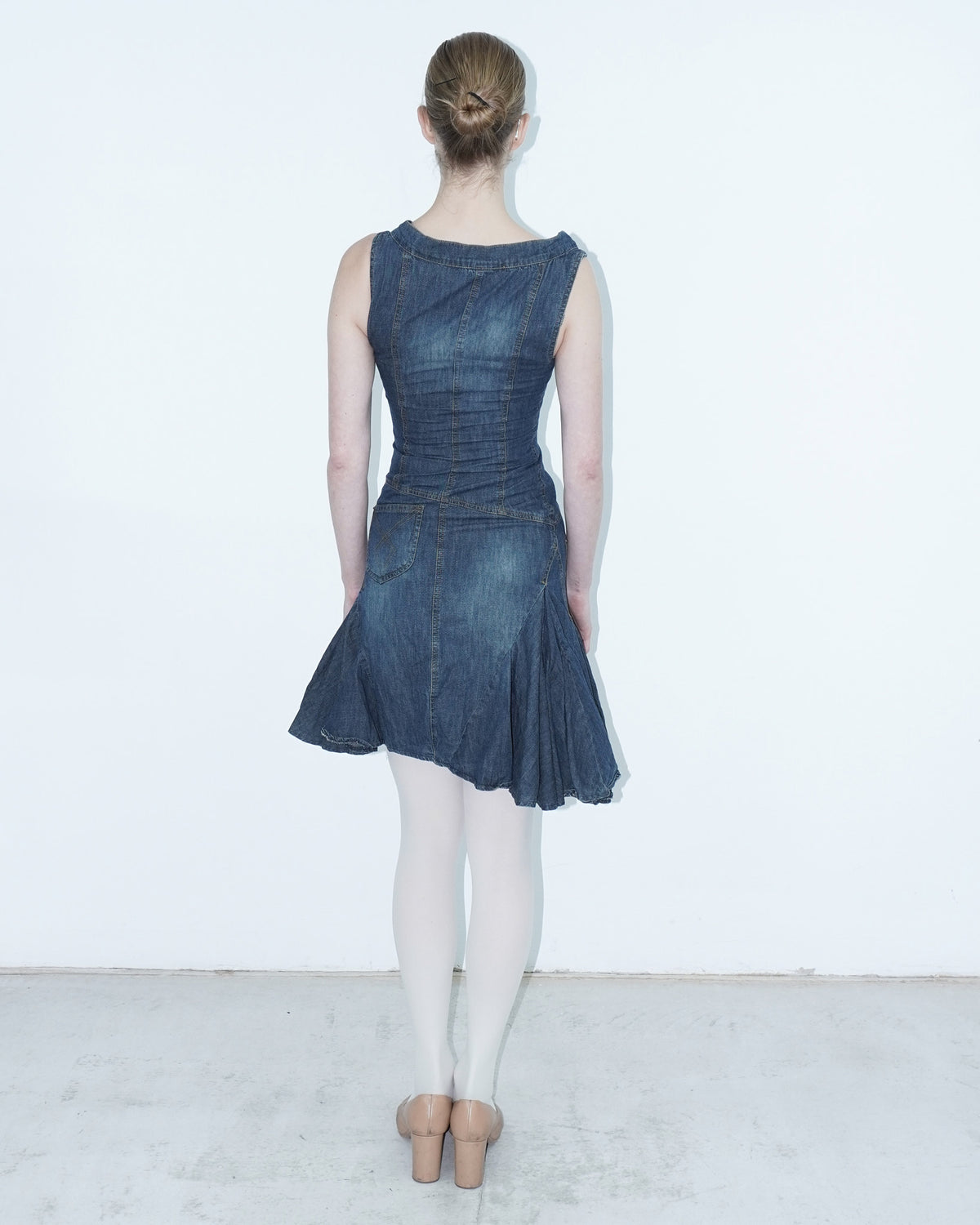 asymmetrical washed cotton dress