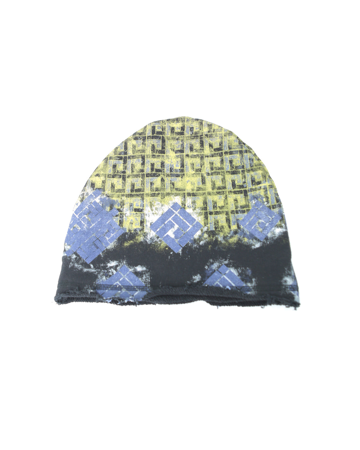 beanie with printed geometric pattern