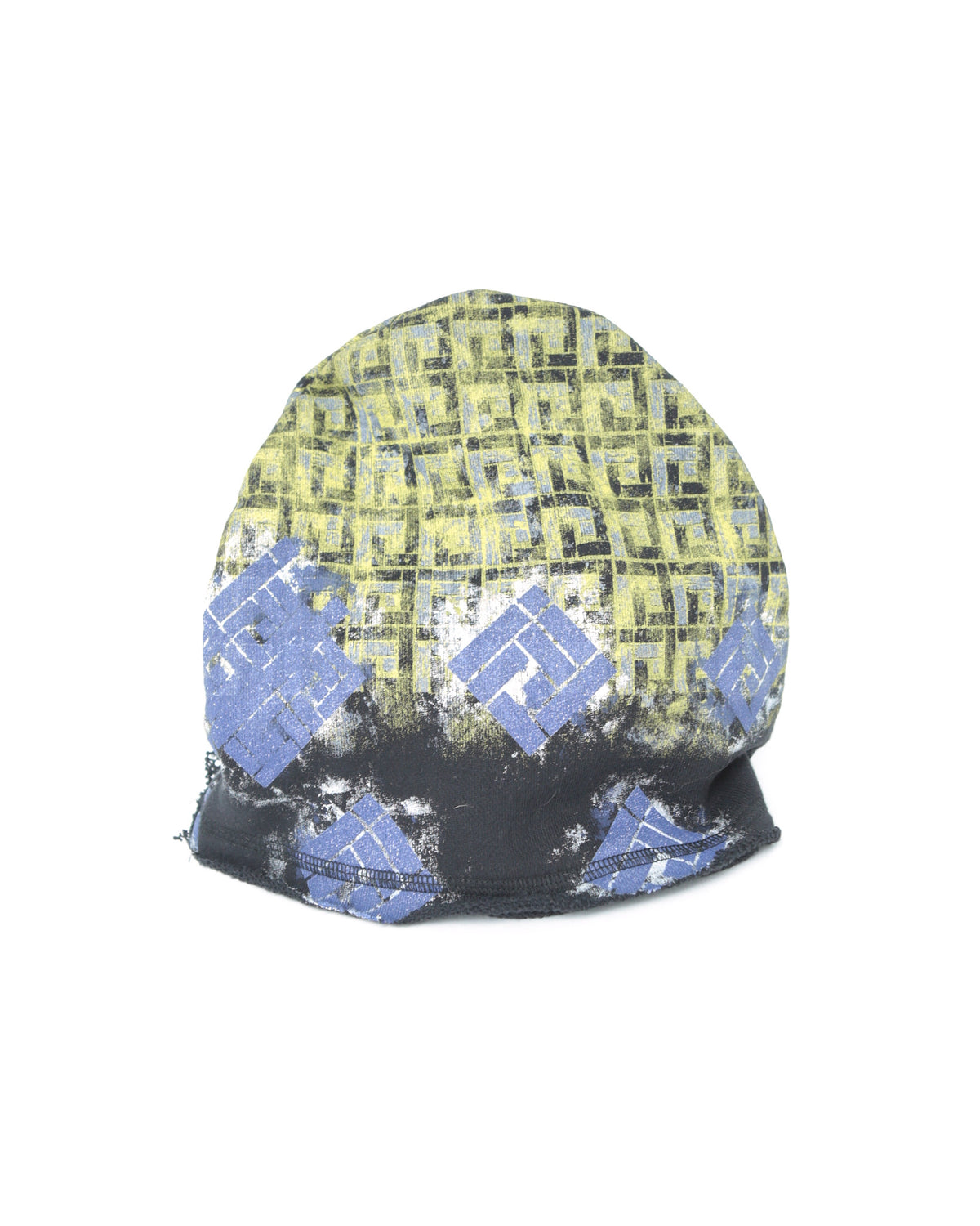 beanie with printed geometric pattern