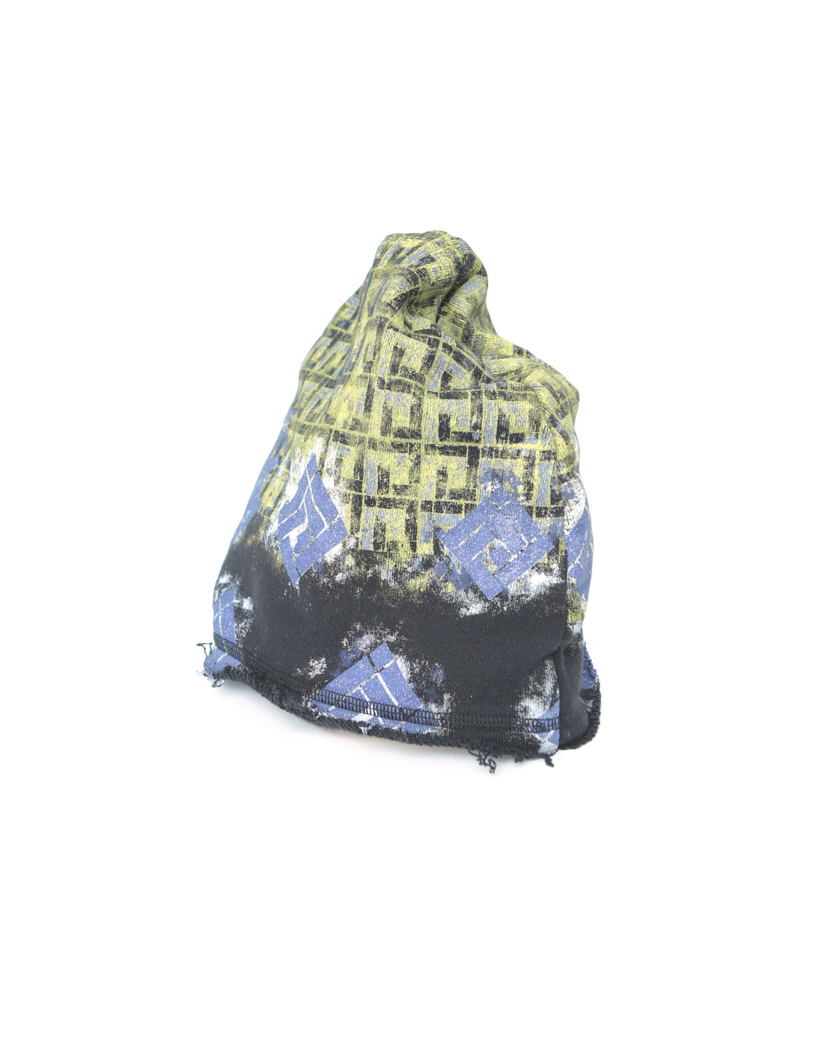 beanie with printed geometric pattern