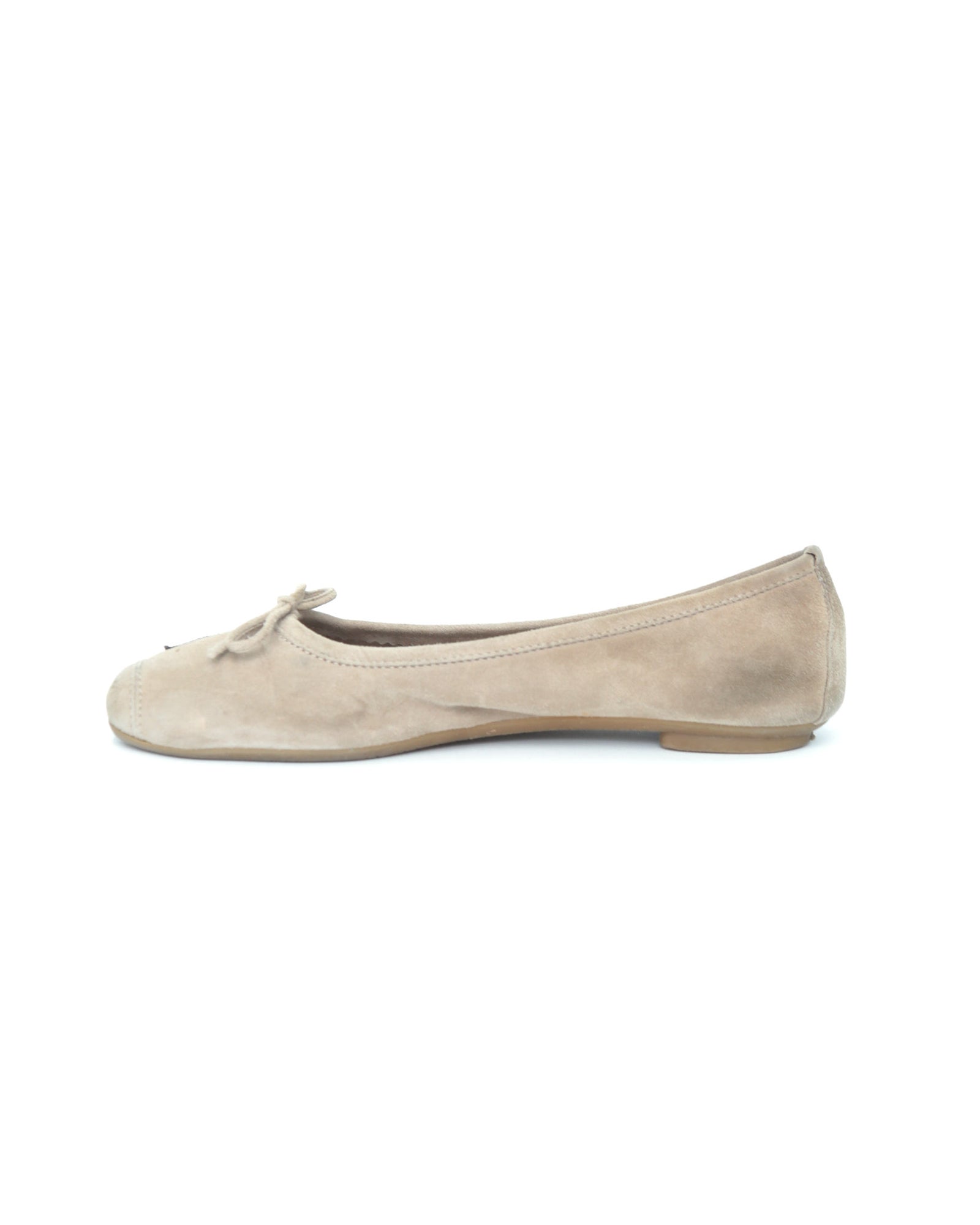 beige star suede ballet flats
