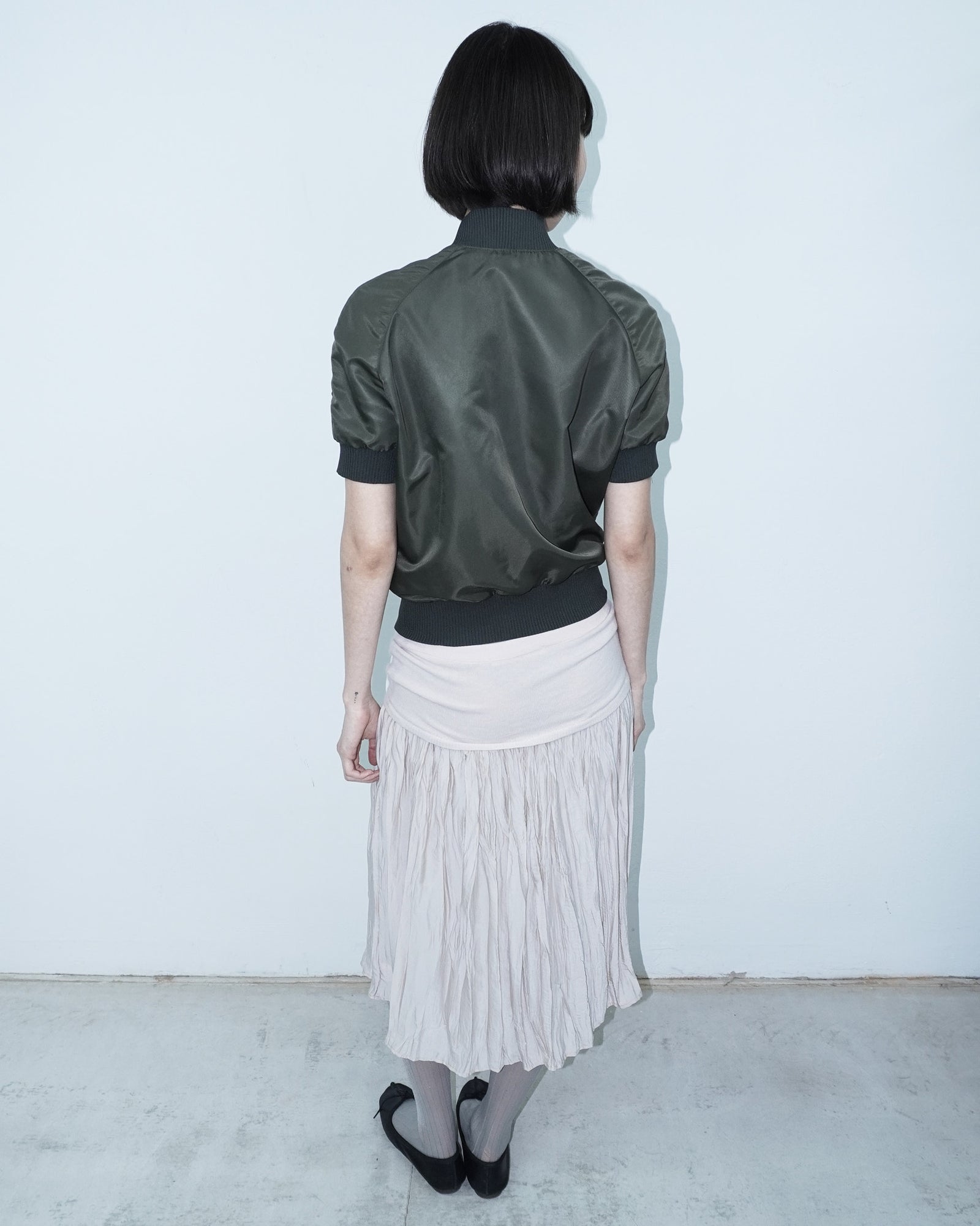 bi-material angora rose pleated dress/ skirt
