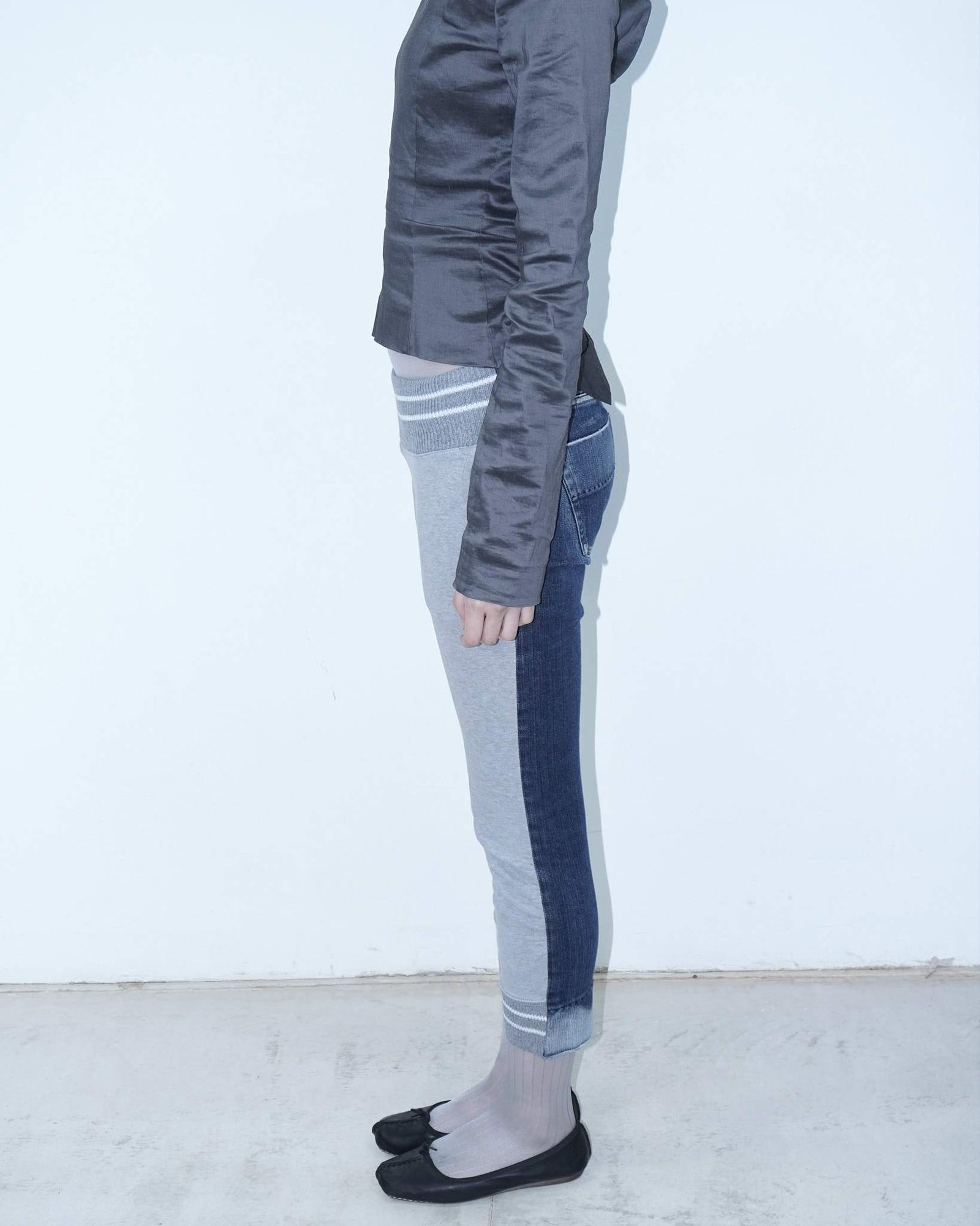 bi-material sporty capri pants