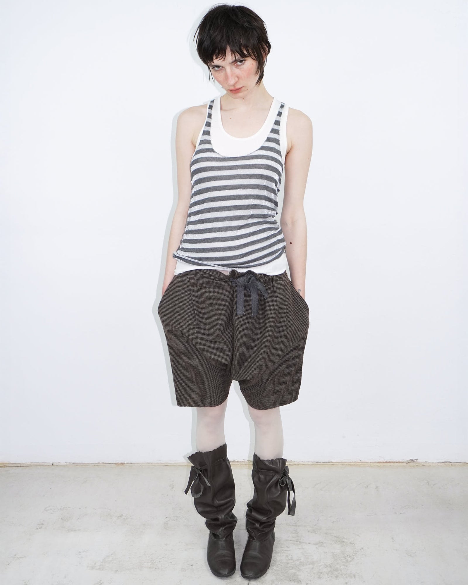 bimaterial double layer sheer tank top