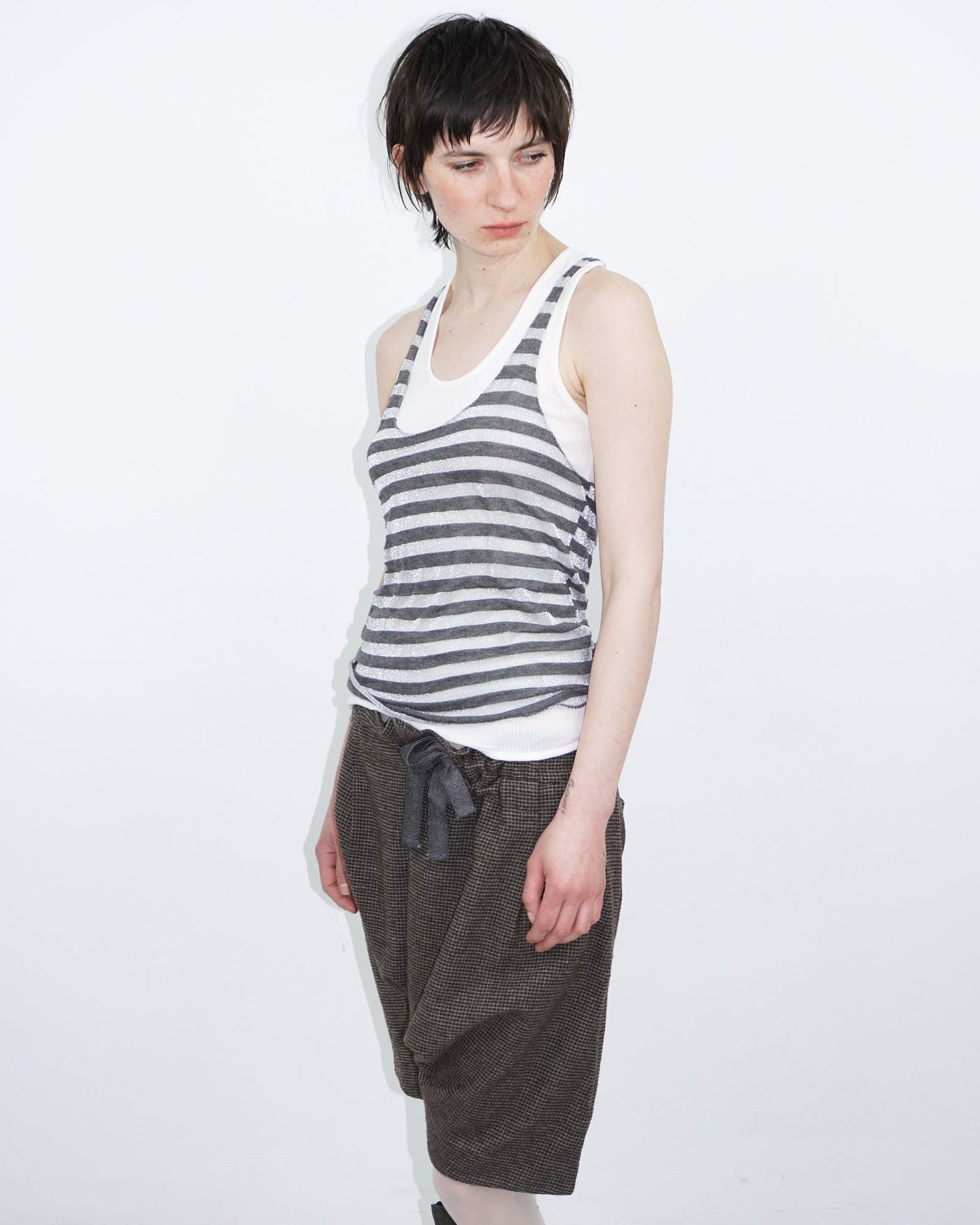 bimaterial double layer sheer tank top