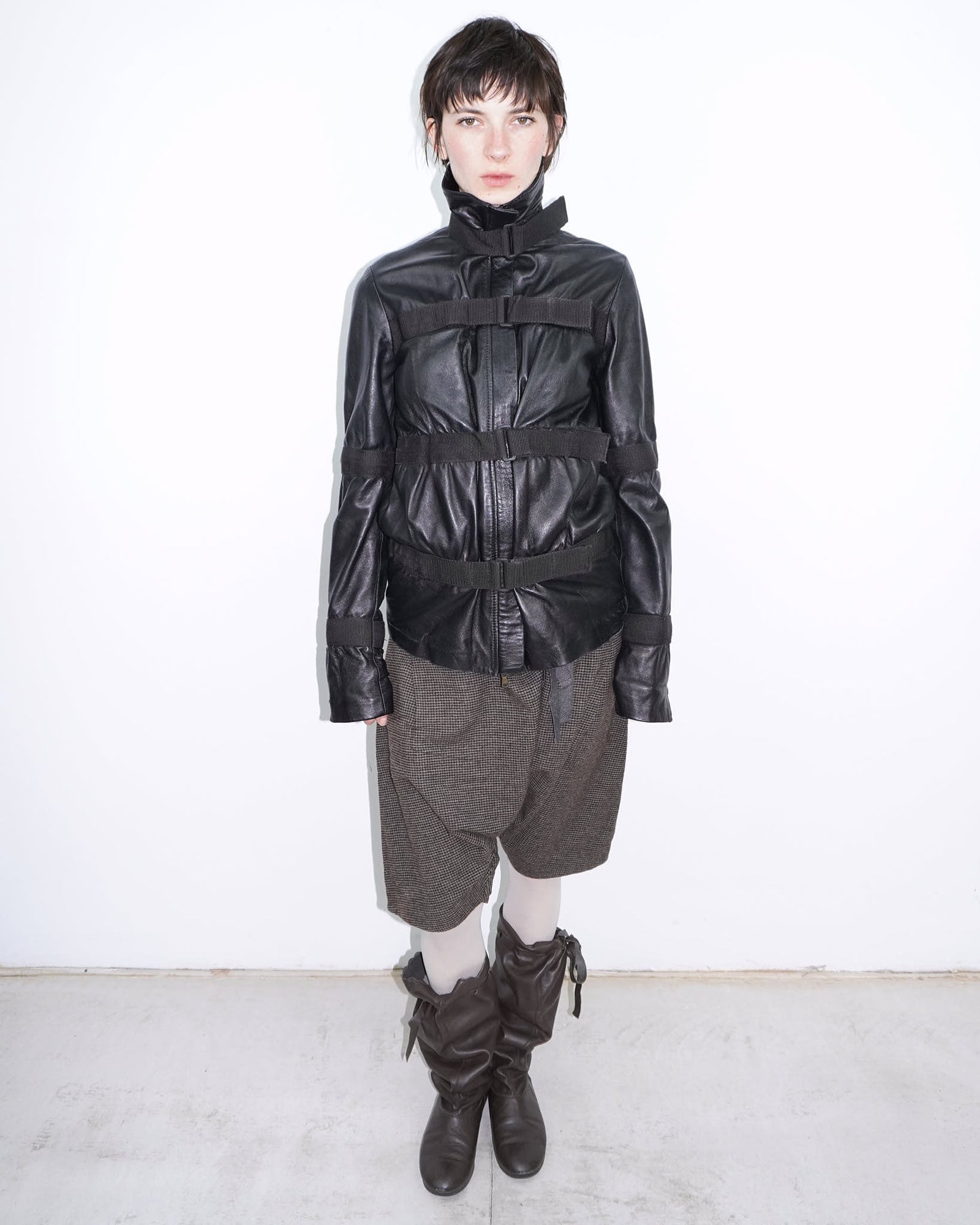 black bondage leather jacket