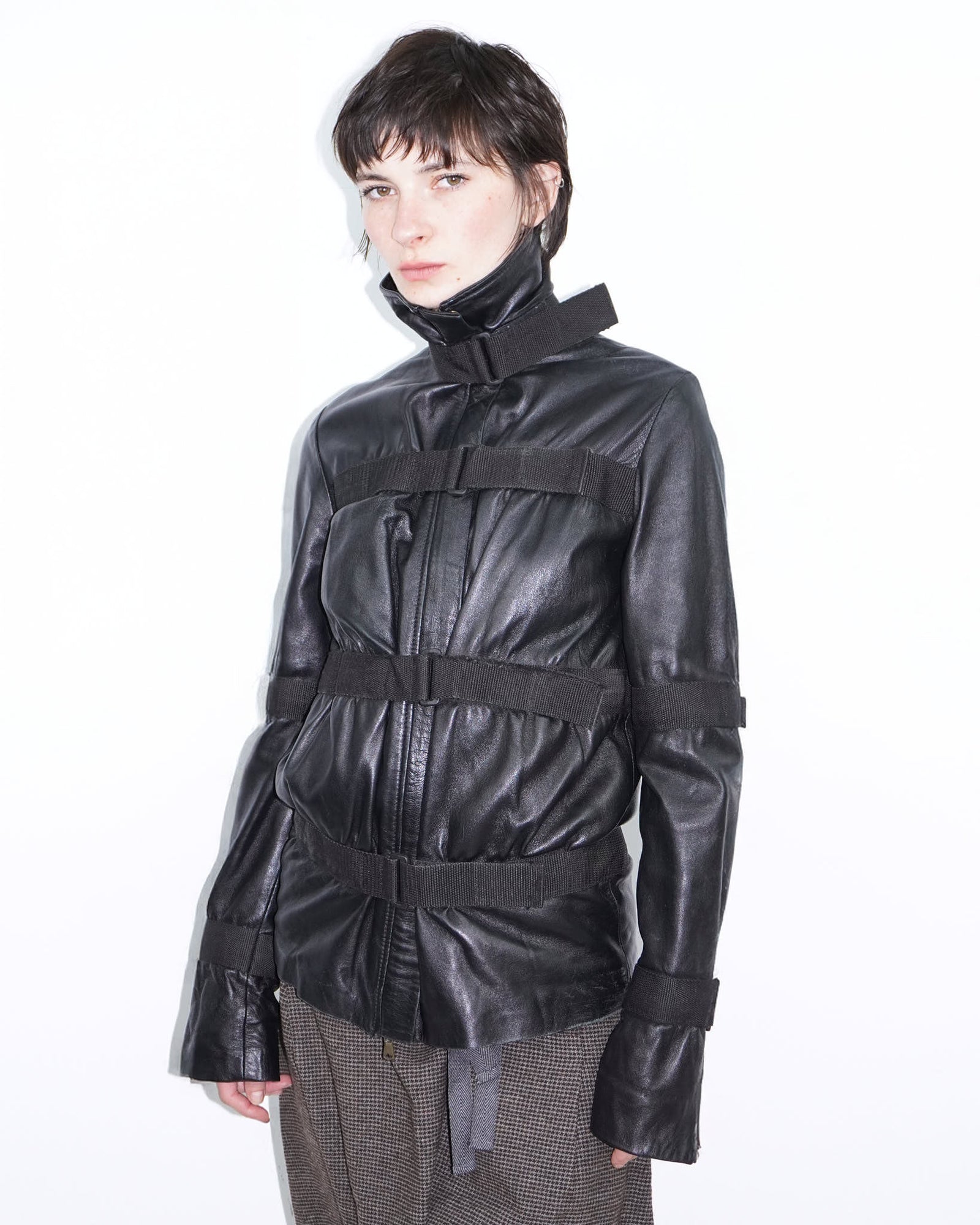 black bondage leather jacket