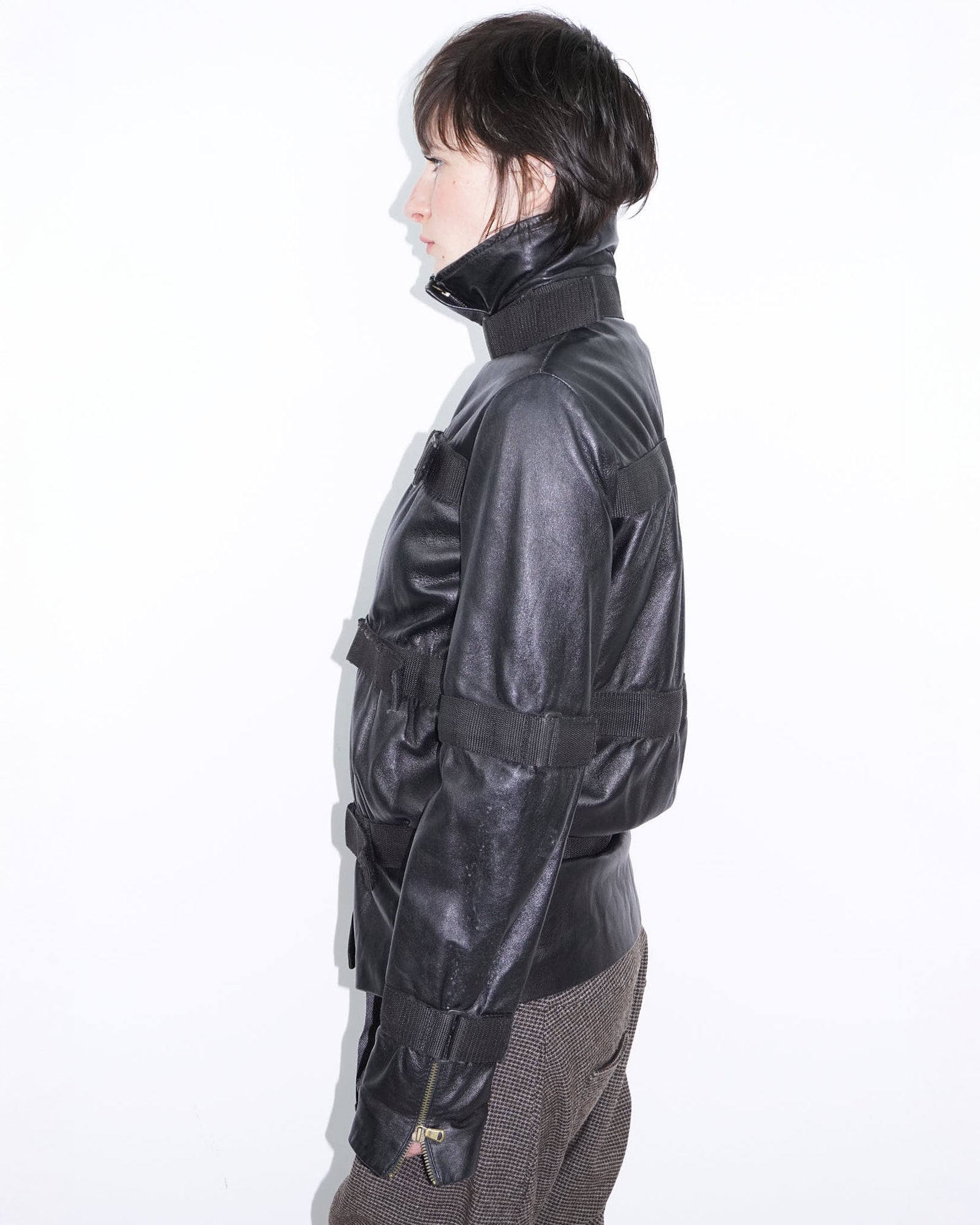 black bondage leather jacket