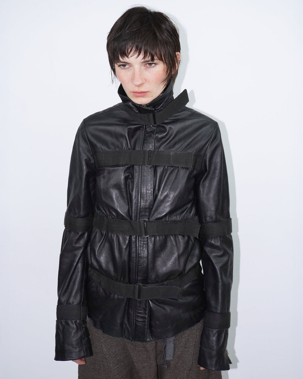 black bondage leather jacket
