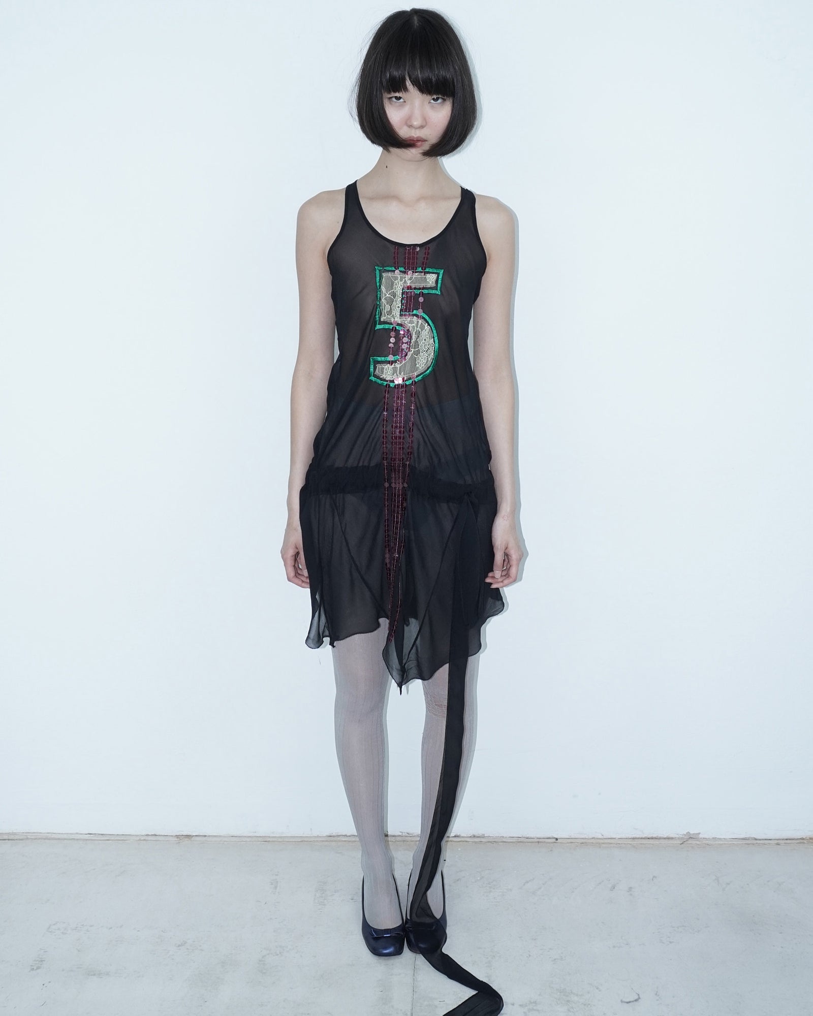 black halter dress with  sequin lace detail