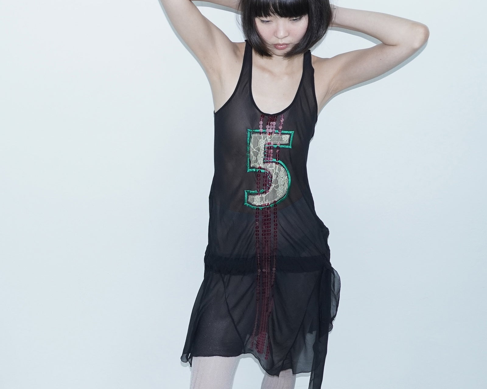 black halter dress with  sequin lace detail