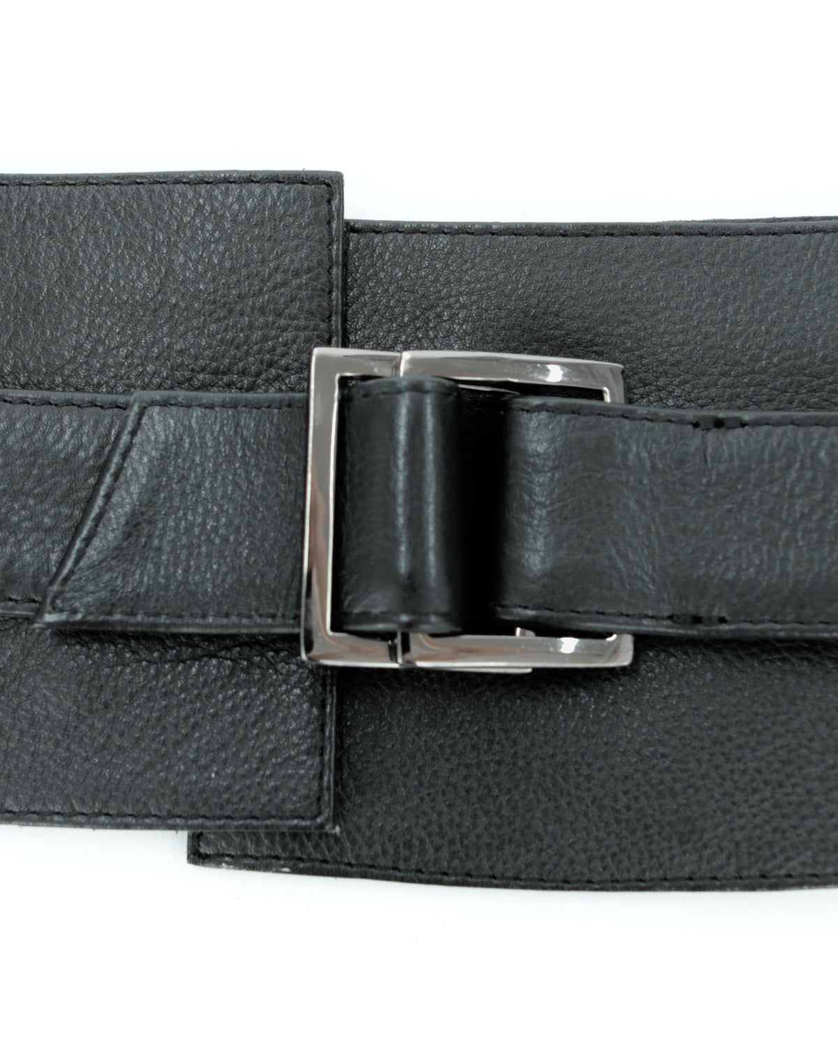 black leather belt with details