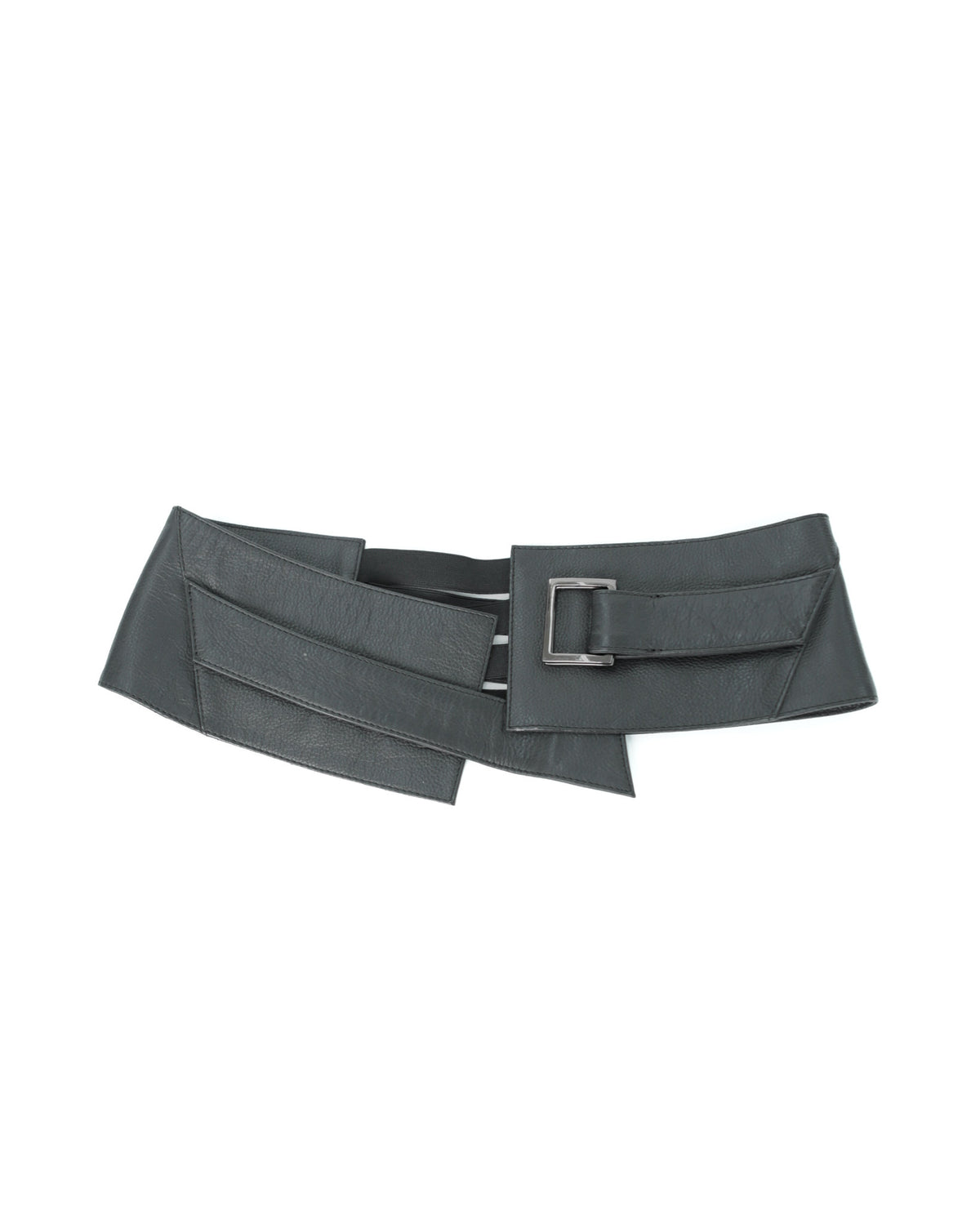 black leather belt with details