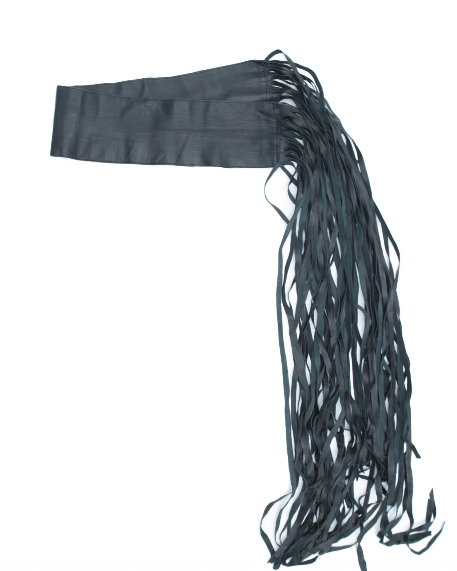 black leather fringe waist belt