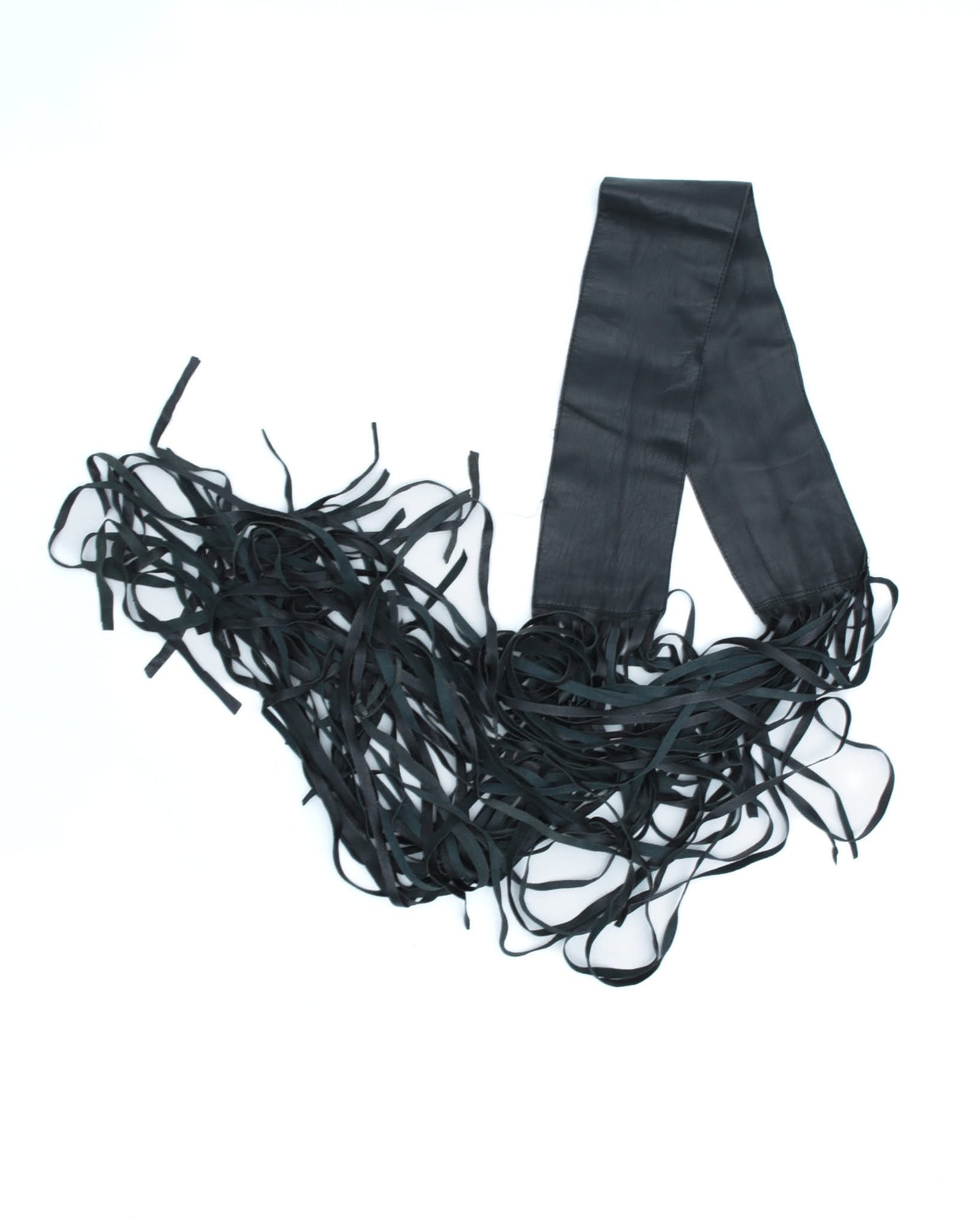 black leather fringe waist belt
