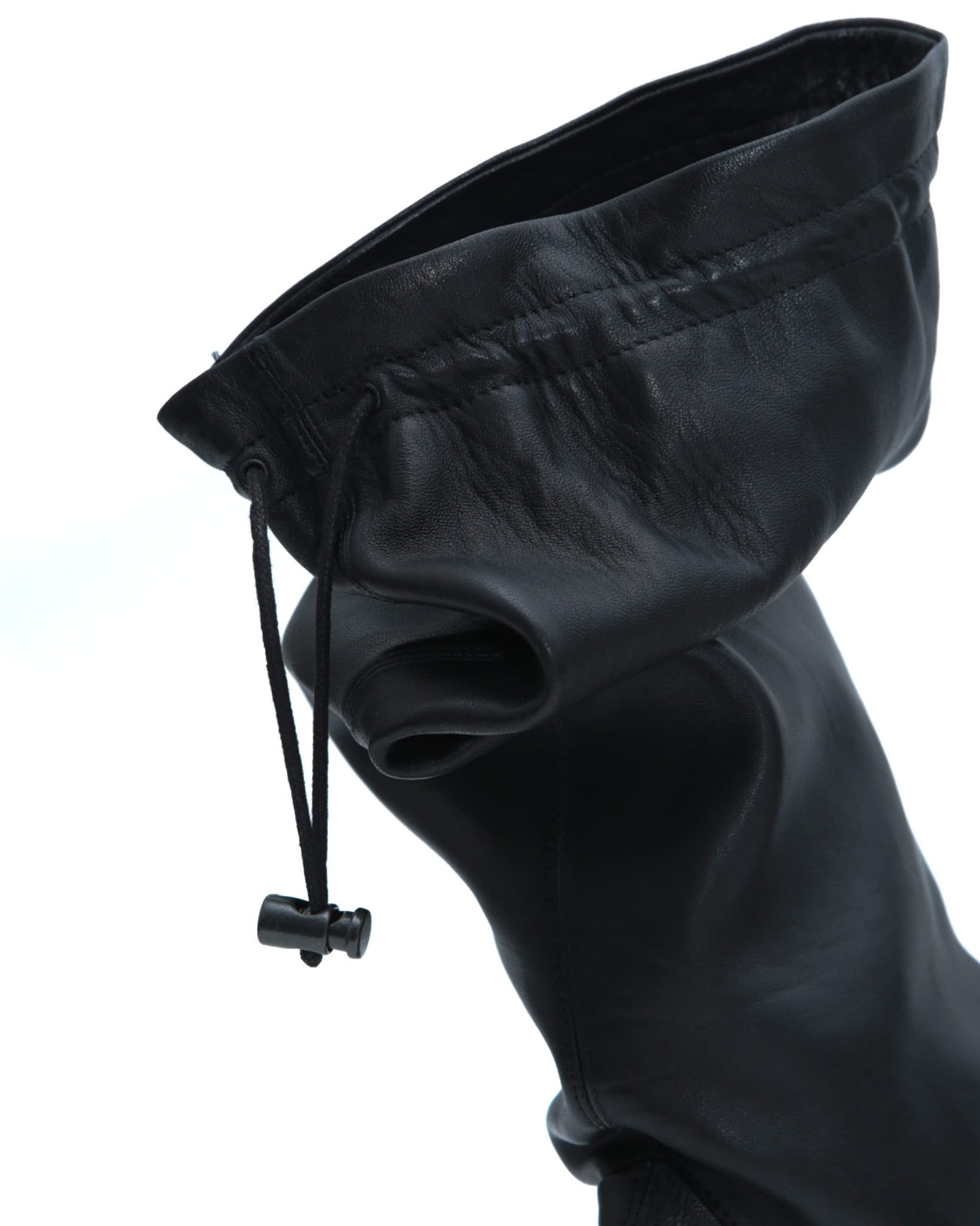 black leather slouchy boots with block heel