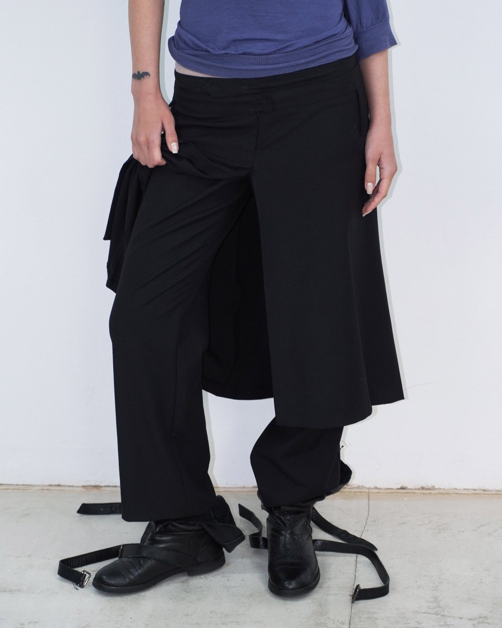 black pants with skirt layer