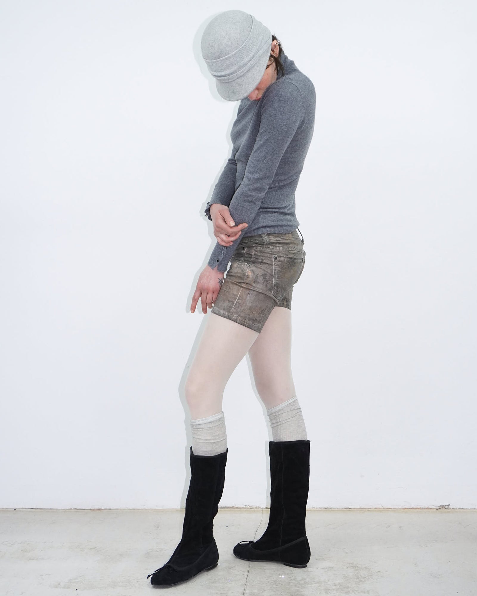 black suede mid-calf boots