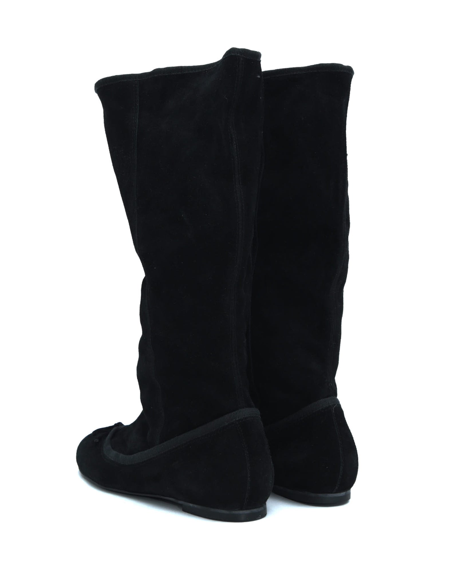 black suede mid-calf boots