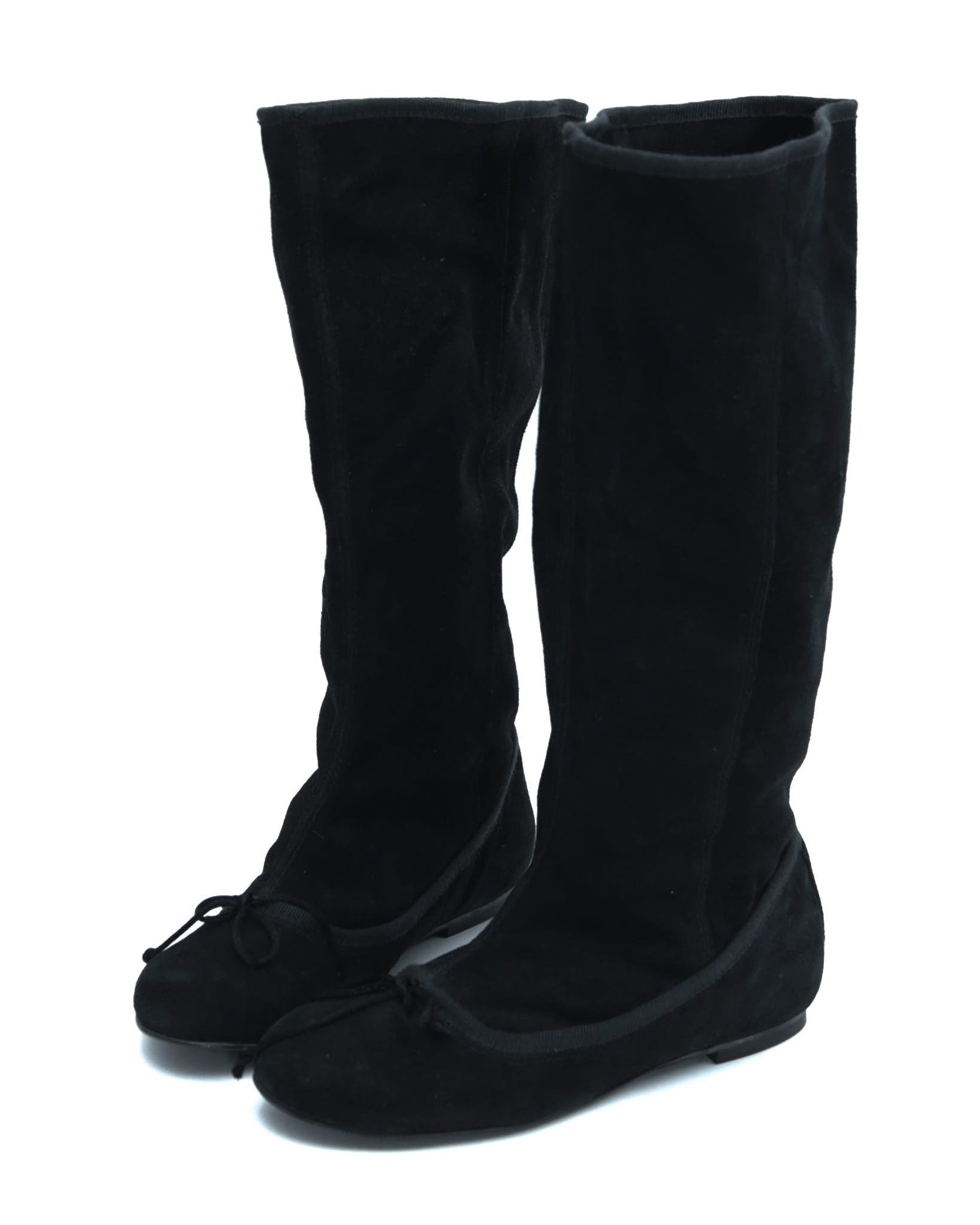 black suede mid-calf boots