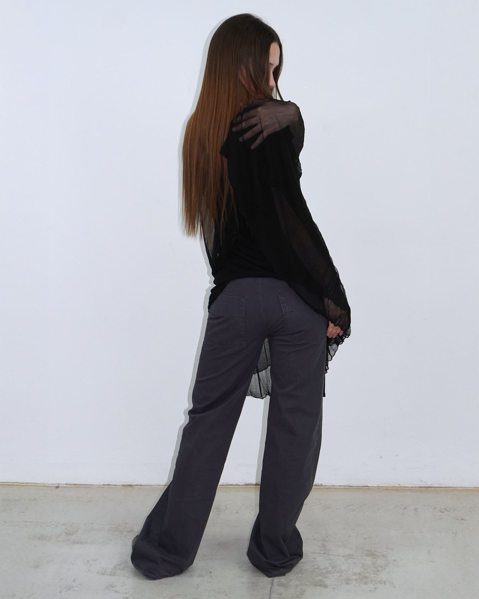 black top with pure silk sleeve layer