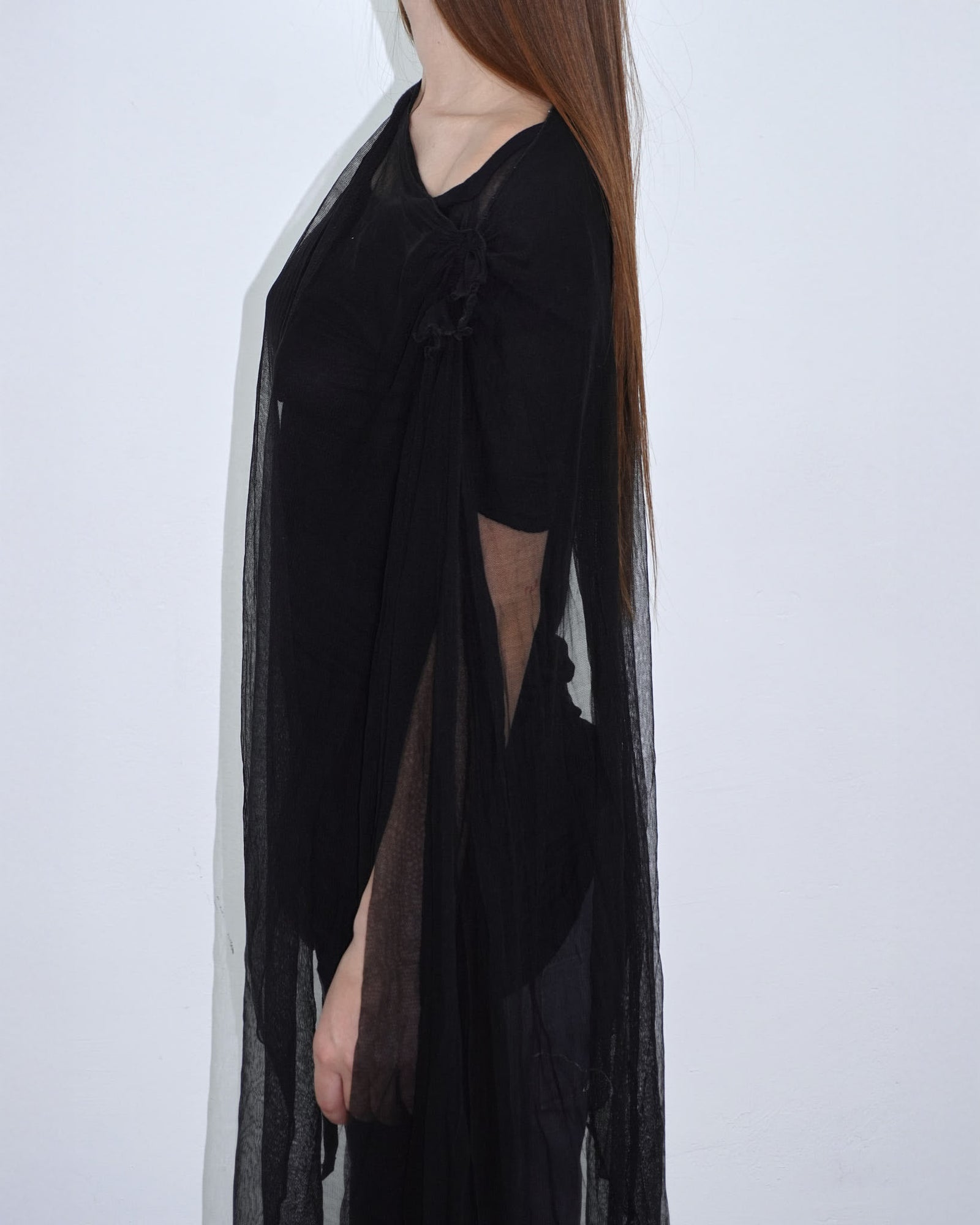 black top with pure silk sleeve layer
