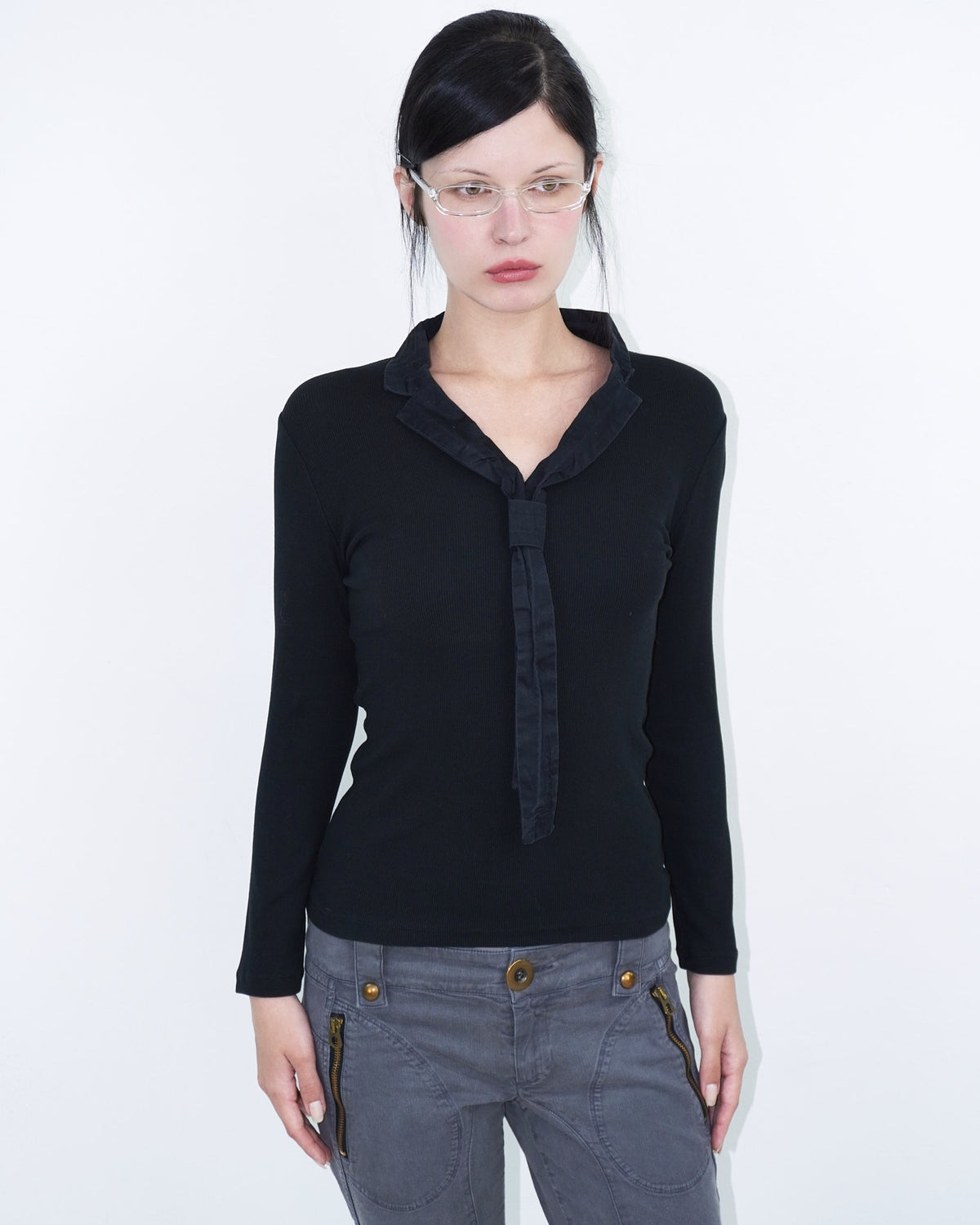 black top with tie