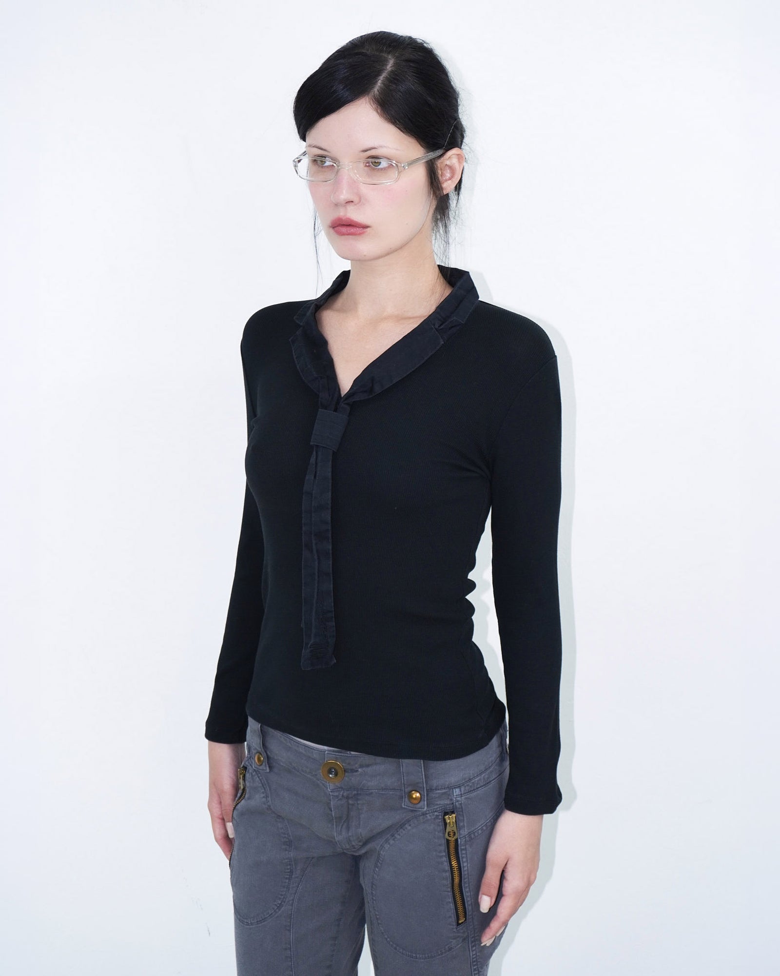 black top with tie