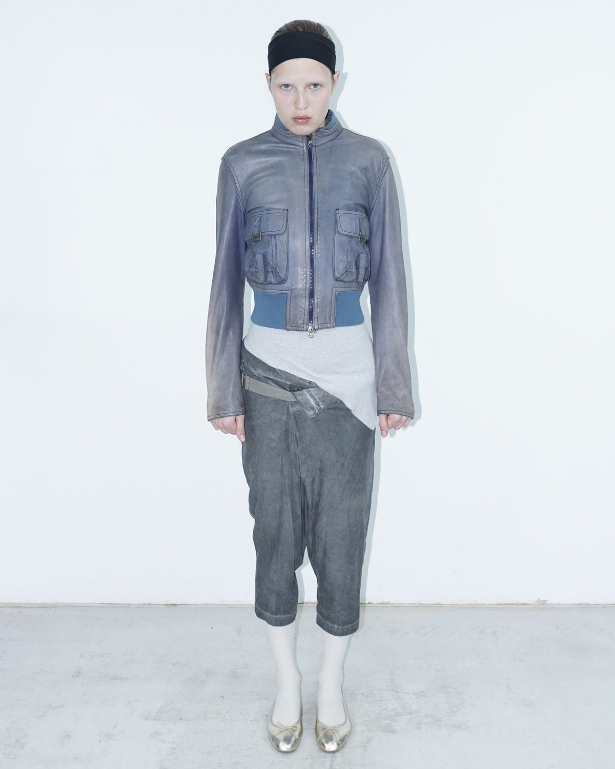 blue and grey washed leather jacket