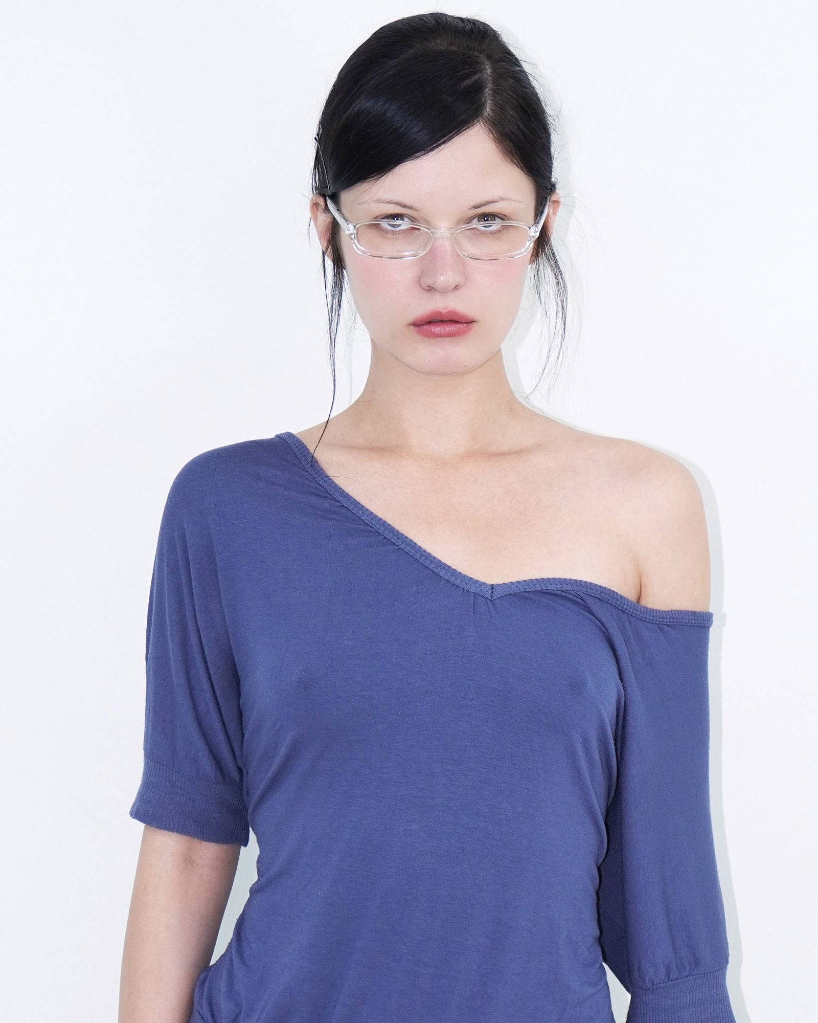 blue deep v neck top