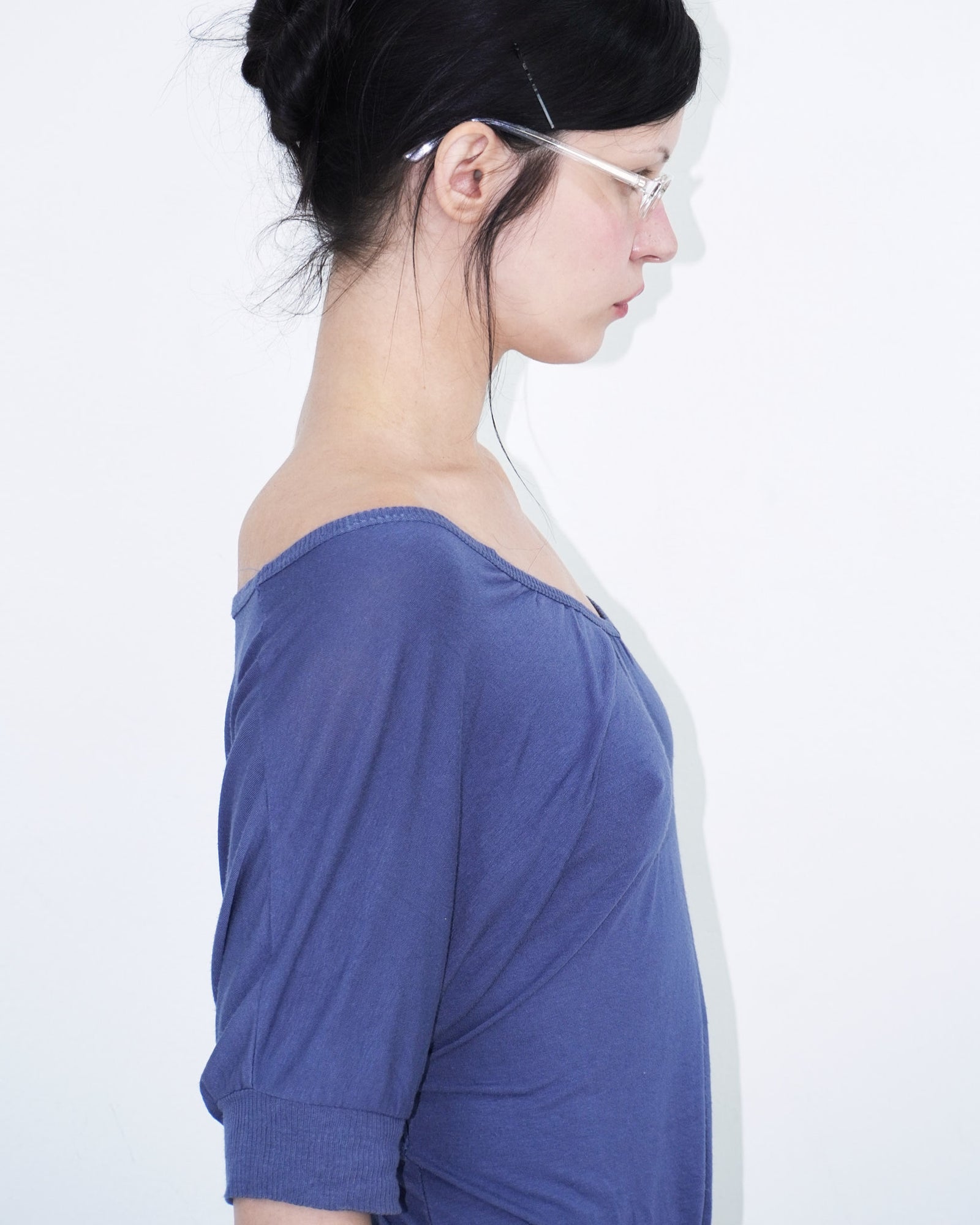 blue deep v neck top