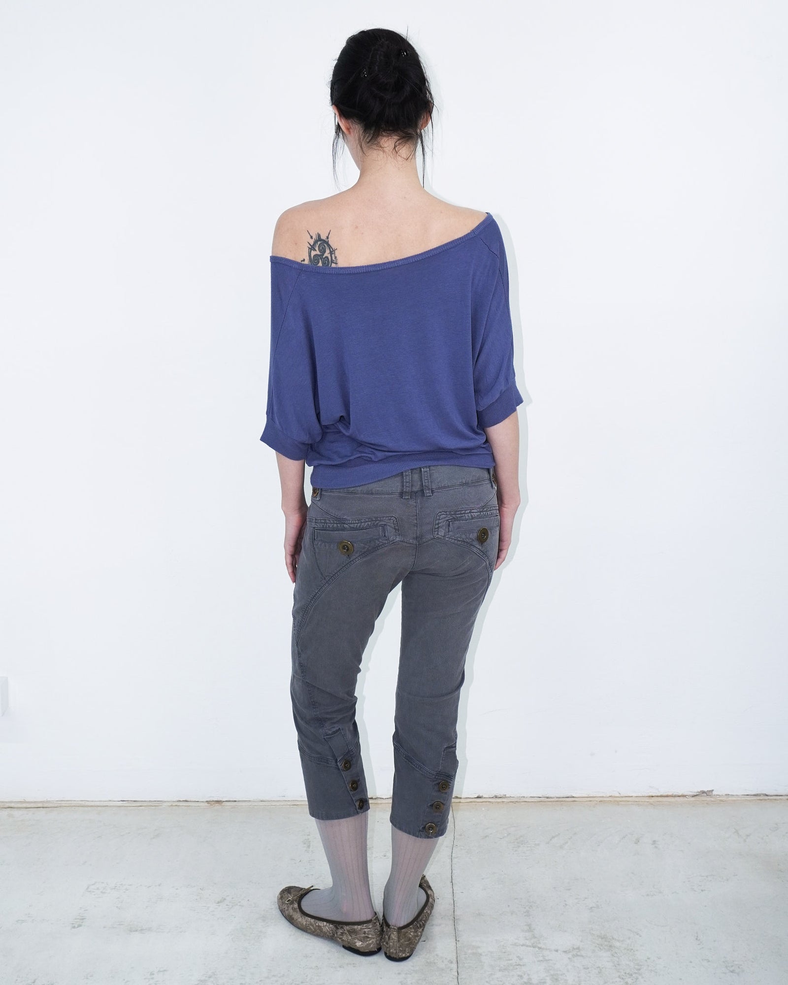 blue deep v neck top