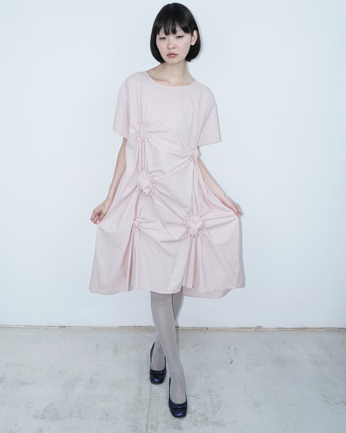 blush pink ruffle dress