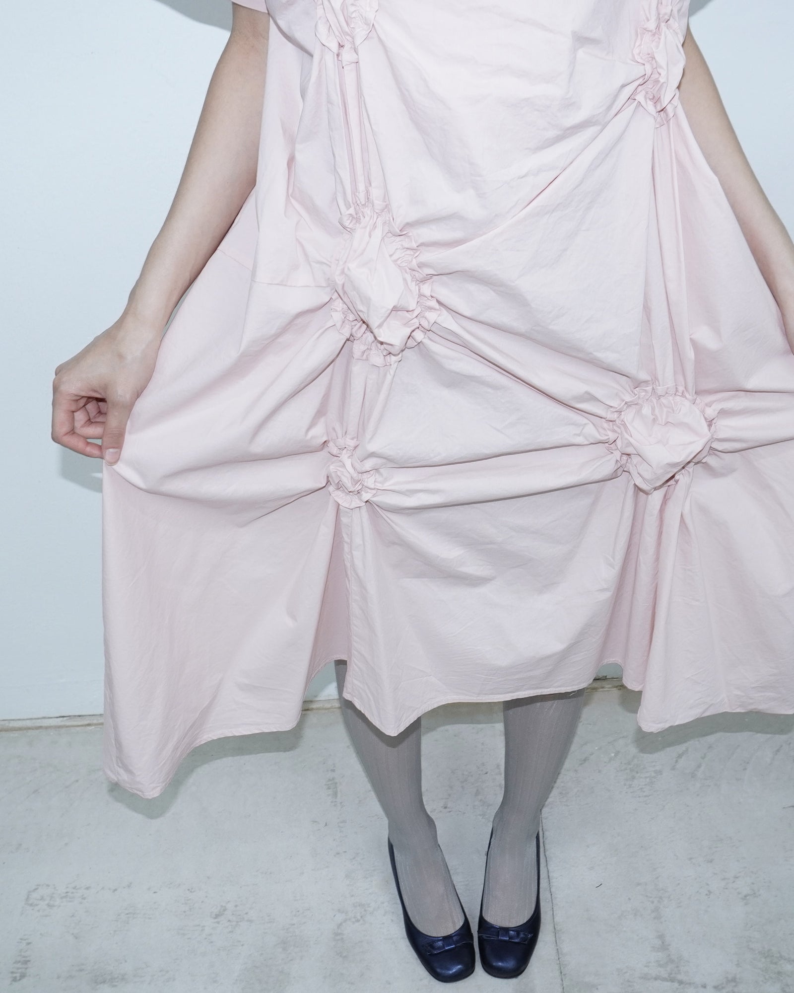 blush pink ruffle dress