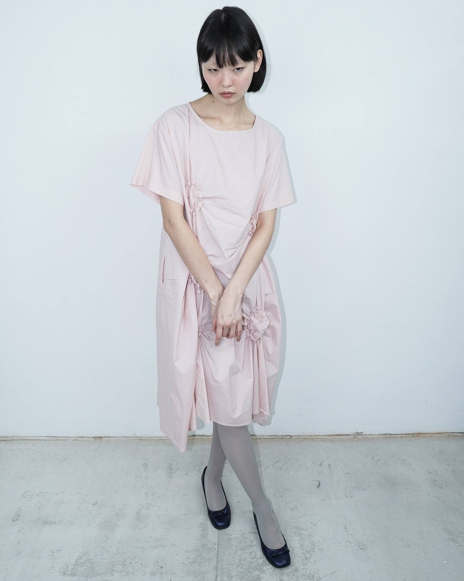 blush pink ruffle dress