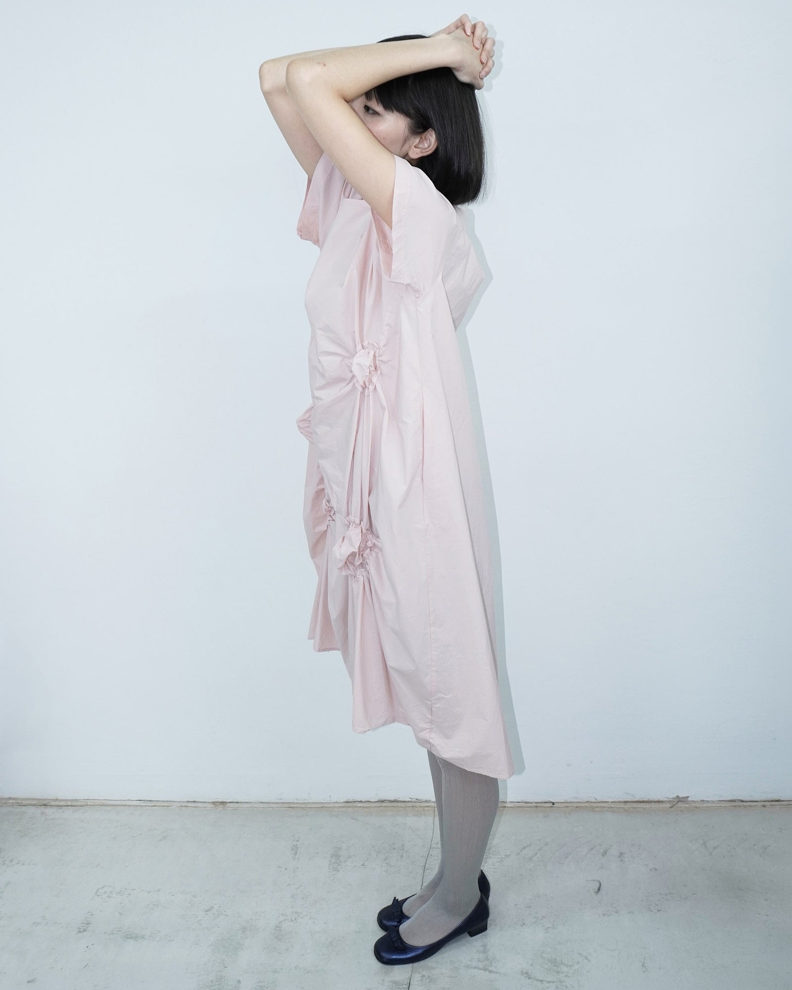 blush pink ruffle dress