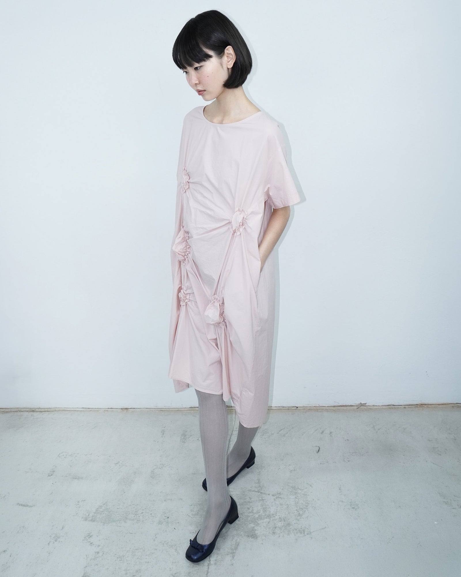 blush pink ruffle dress