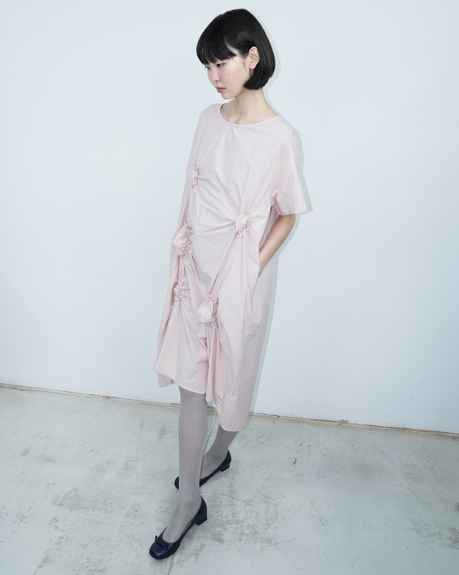 blush pink ruffle dress