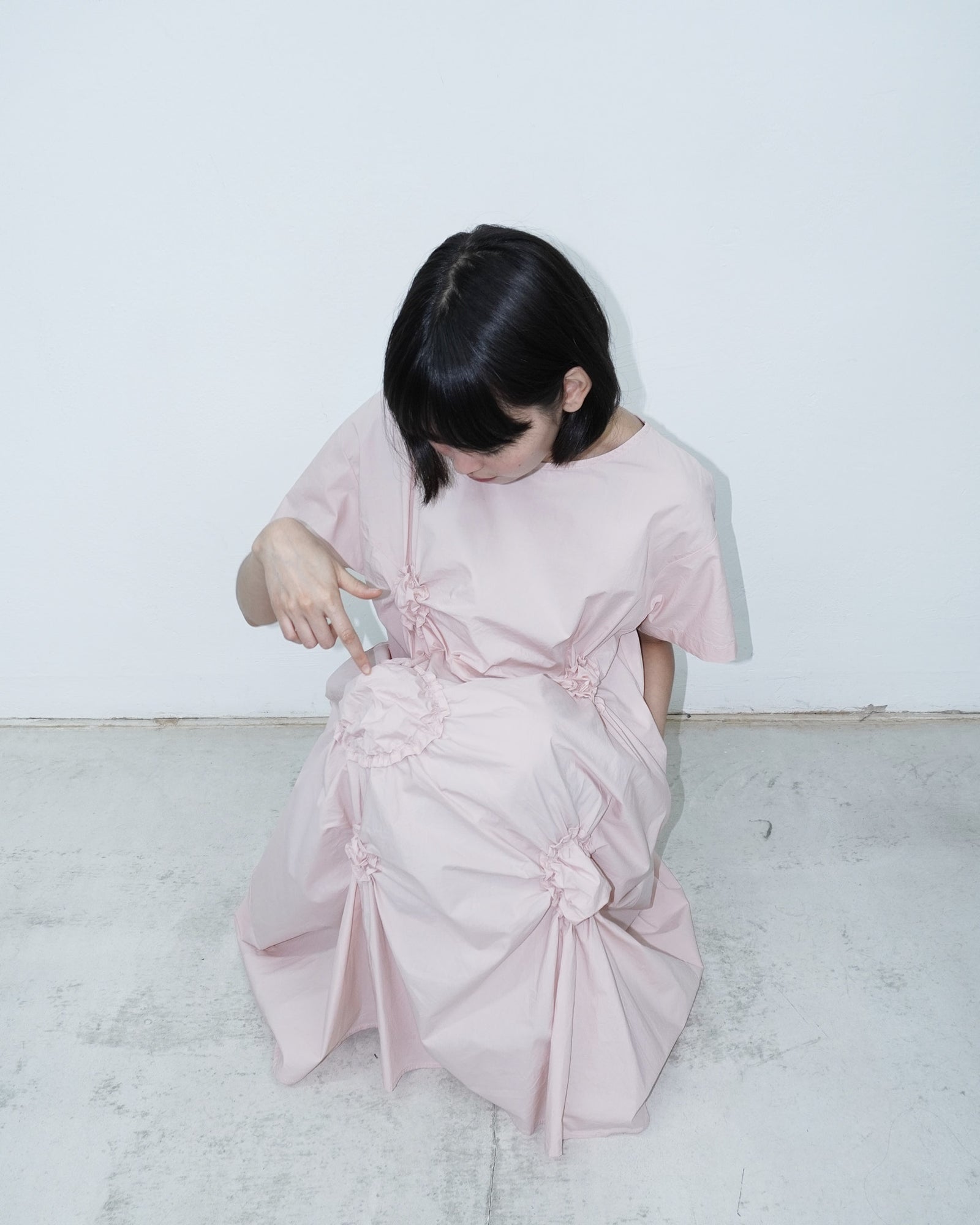 blush pink ruffle dress