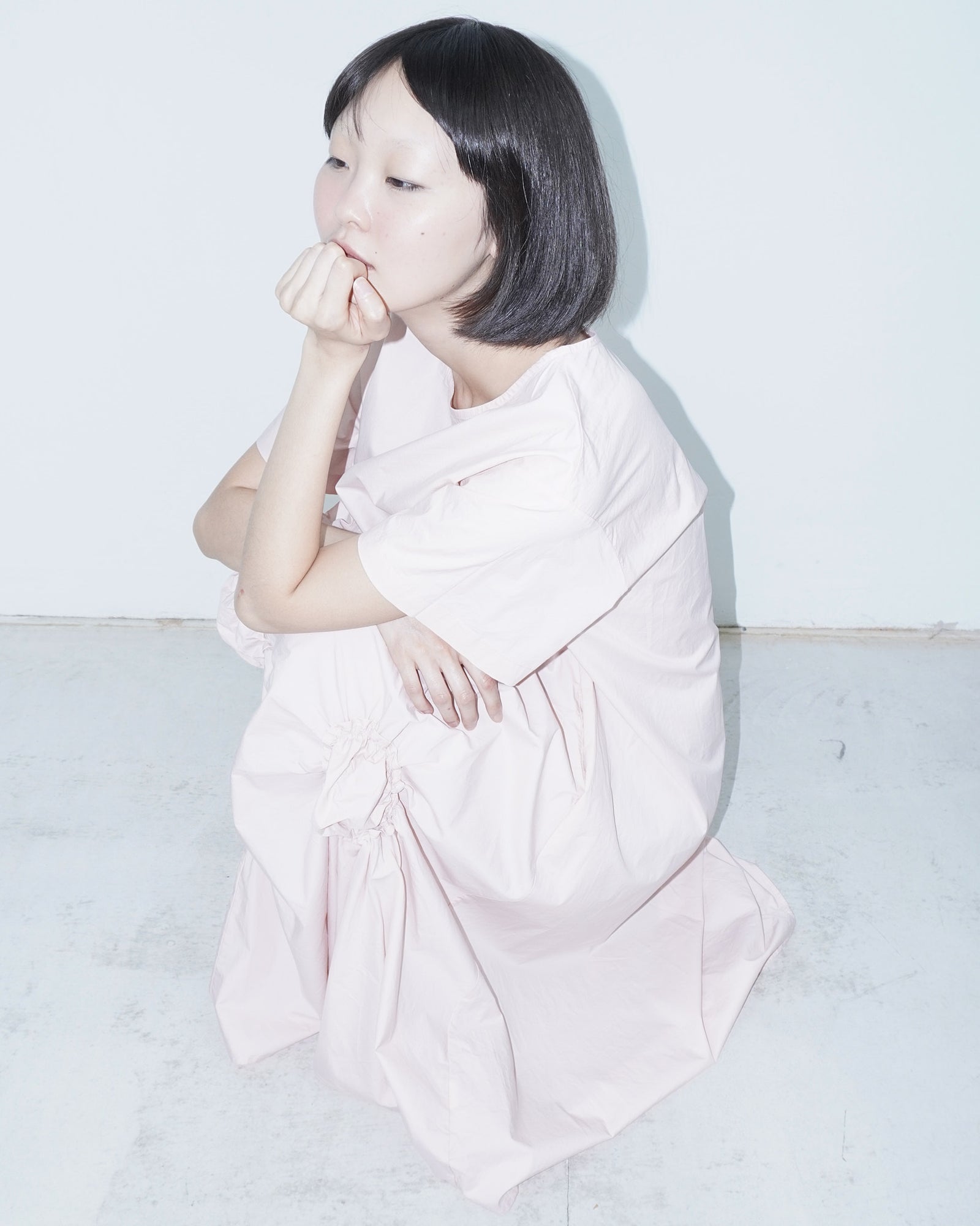 blush pink ruffle dress