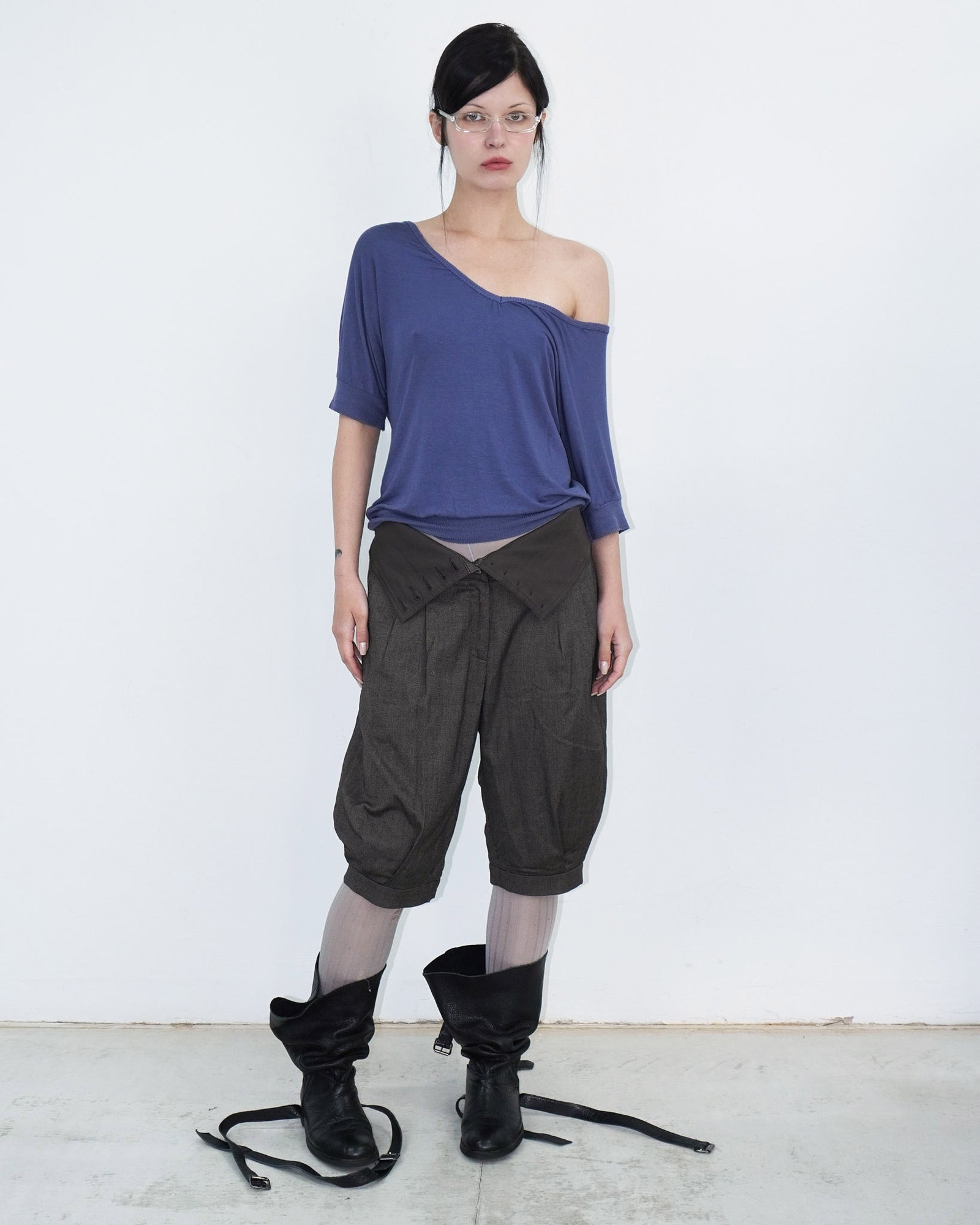 brown capri pants with button up details