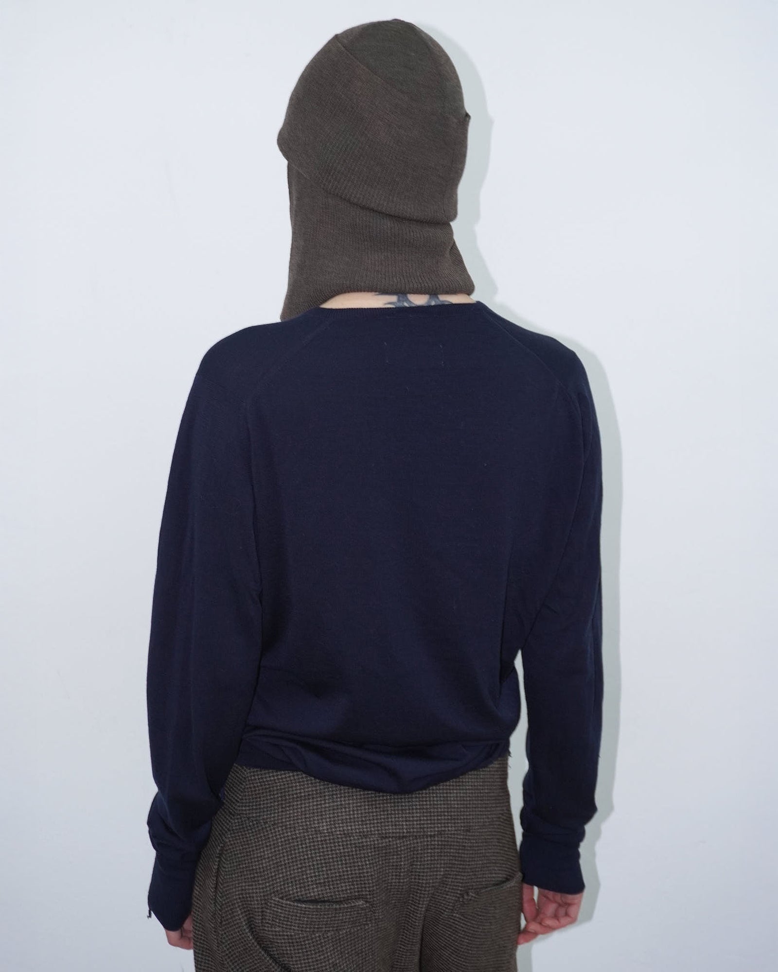 brown knit ear flap beanie