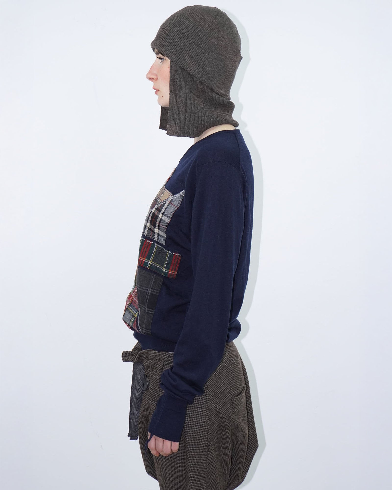 brown knit ear flap beanie