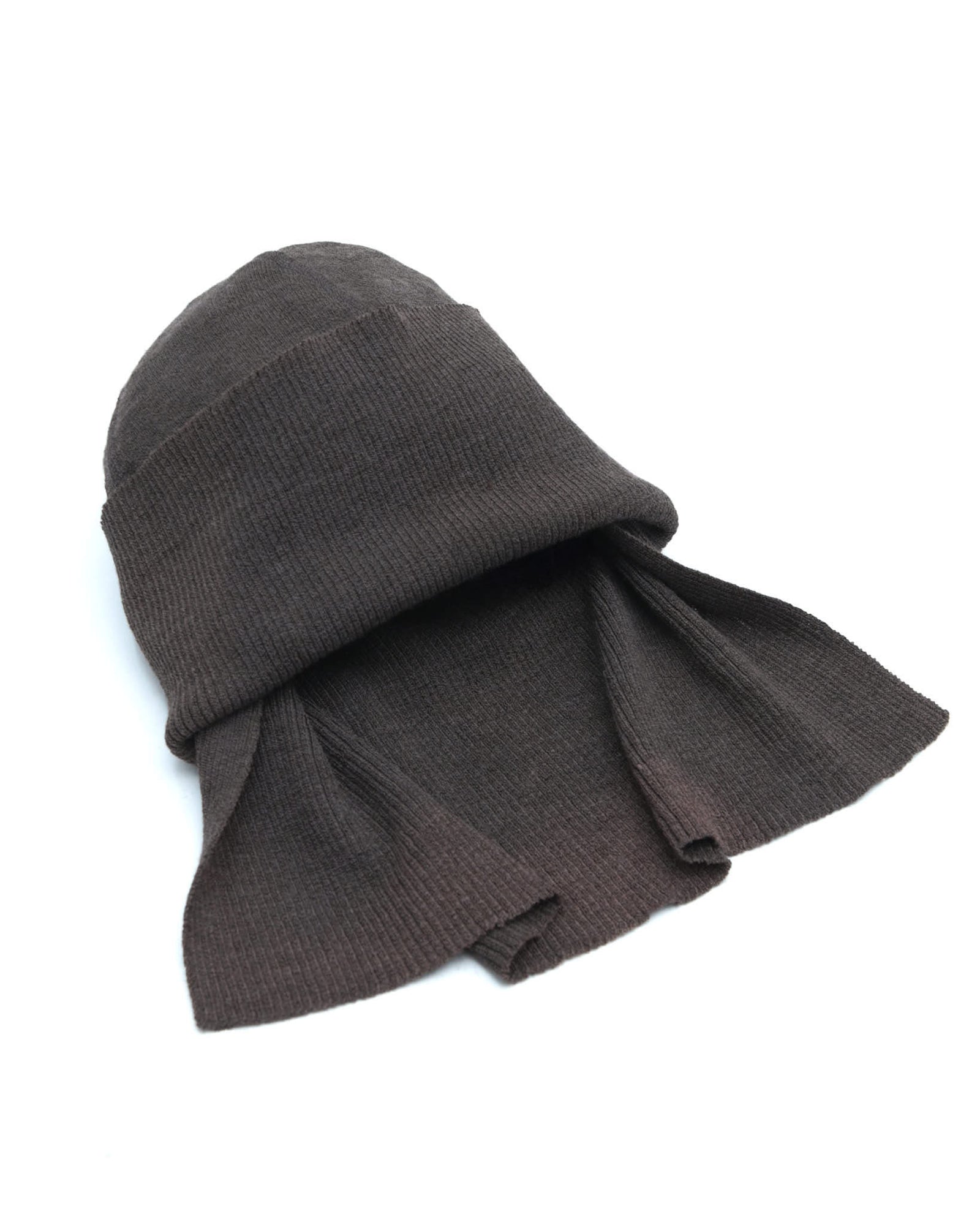 brown knit ear flap beanie