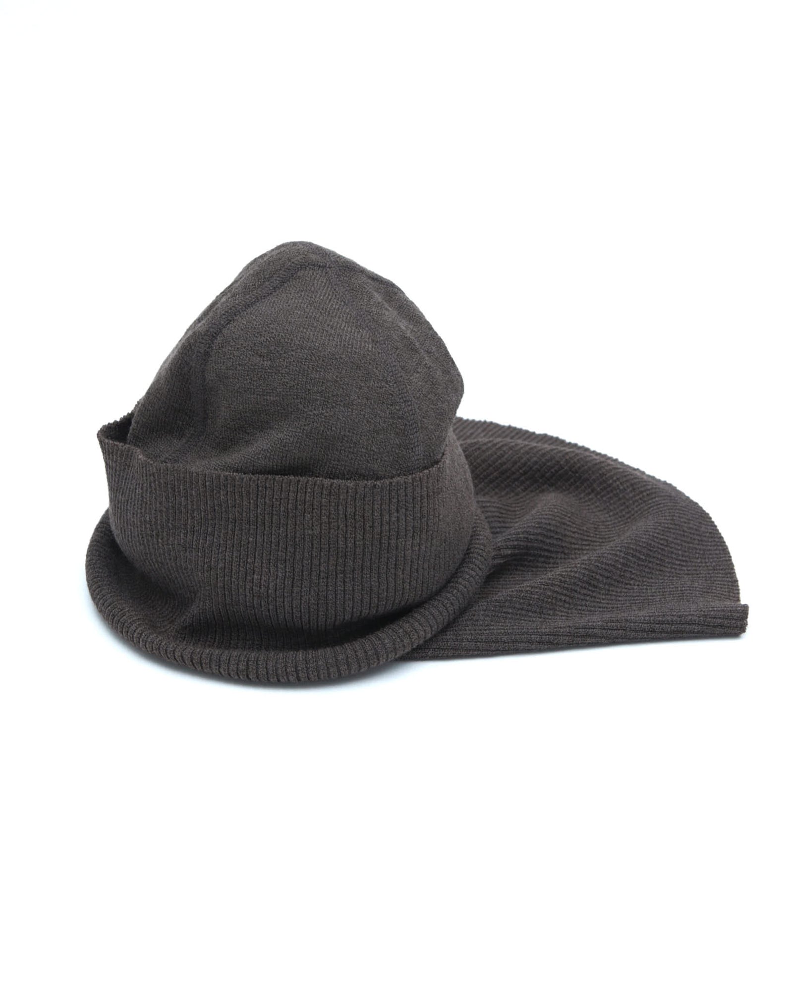 brown knit ear flap beanie