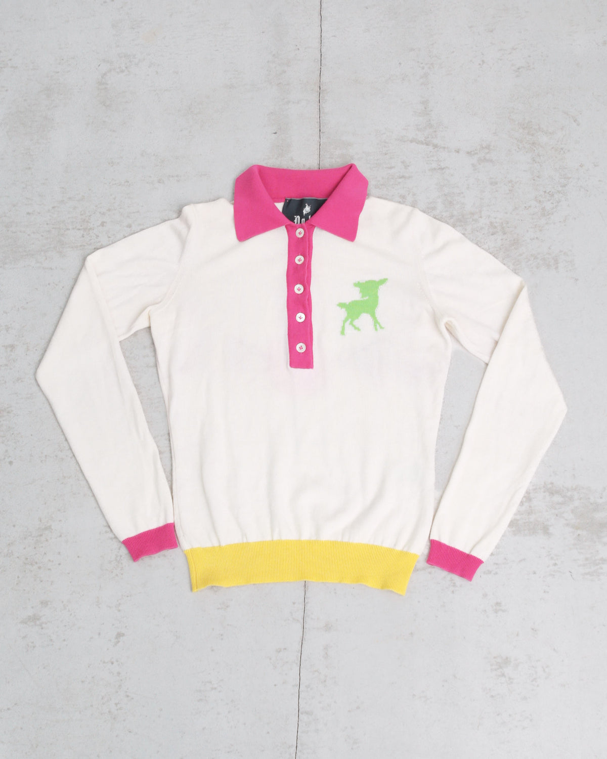 cashmere knit polo with deer