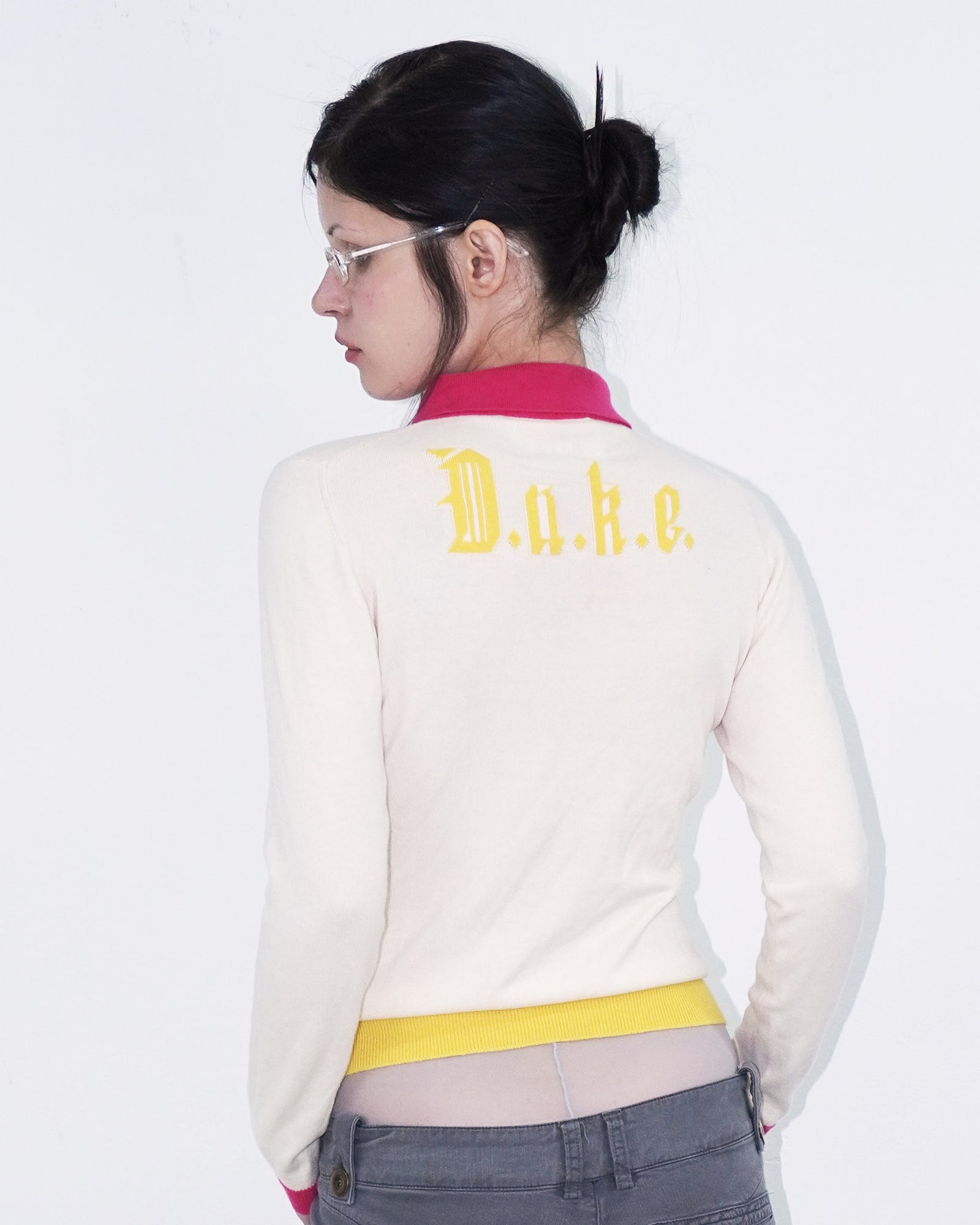 cashmere knit polo with deer