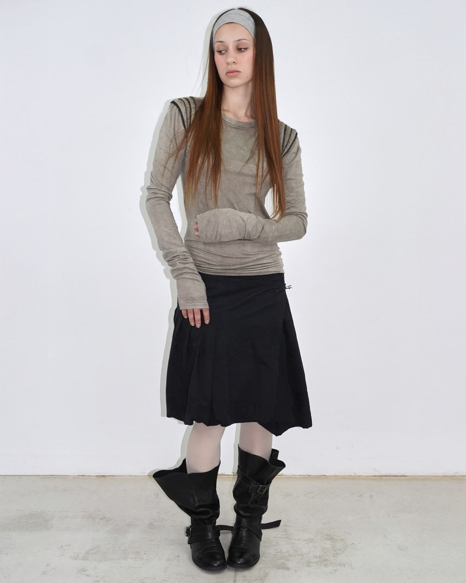 charcoal safety pin skirt