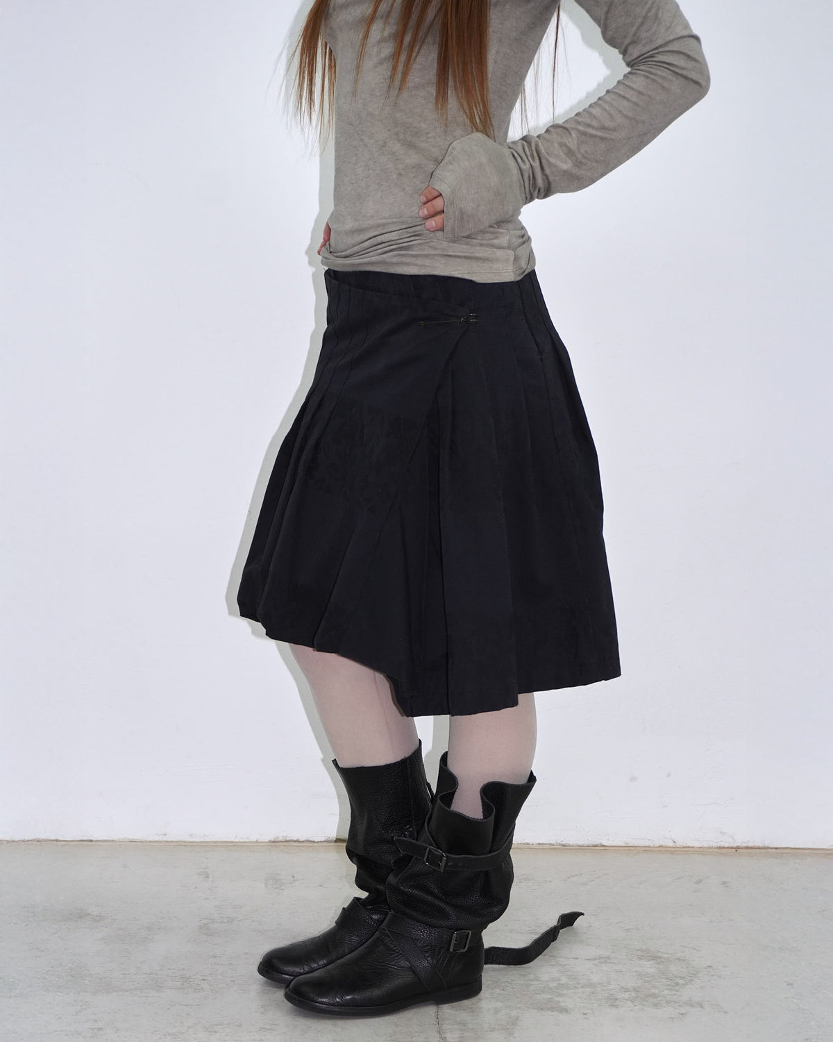 charcoal safety pin skirt